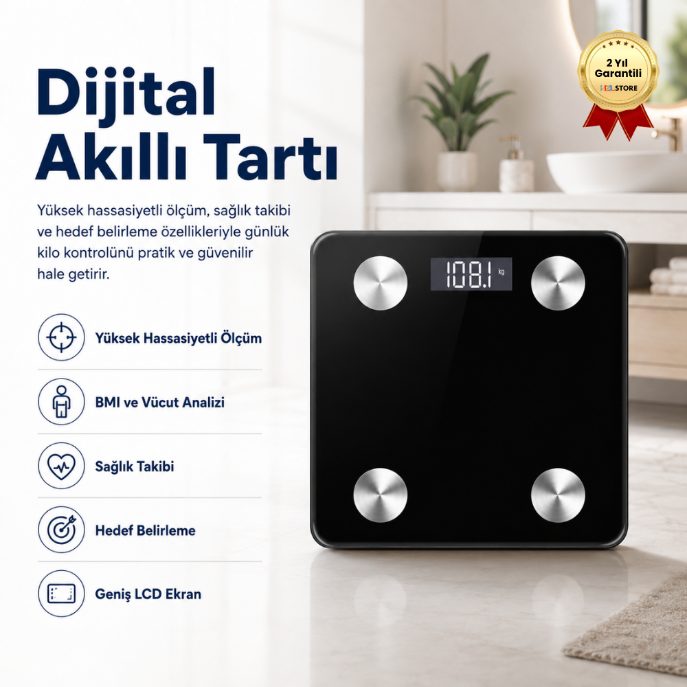 HZL Tartı Dijital Baskül Yağ Su Kas Vücut Kitle Endeksi Kilo Ölçer Tartı Profesyonel - Diyetisyen Onayli 
