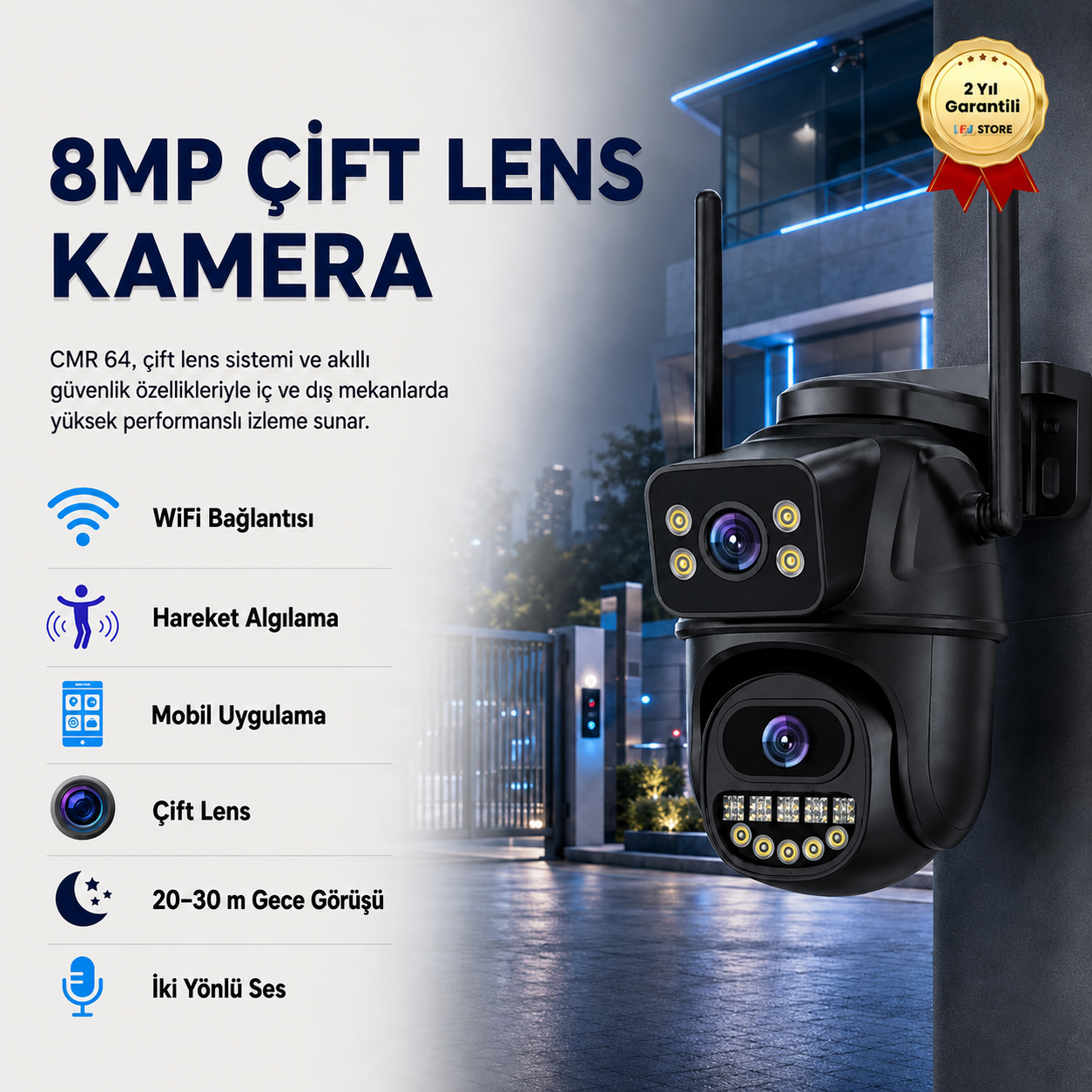 Kablosuz güvenlik IP kamera 4K 8MP HD çift Lens Hareket Algılayıcı Akıllı Sensörlü Güvenlik Kamerası   