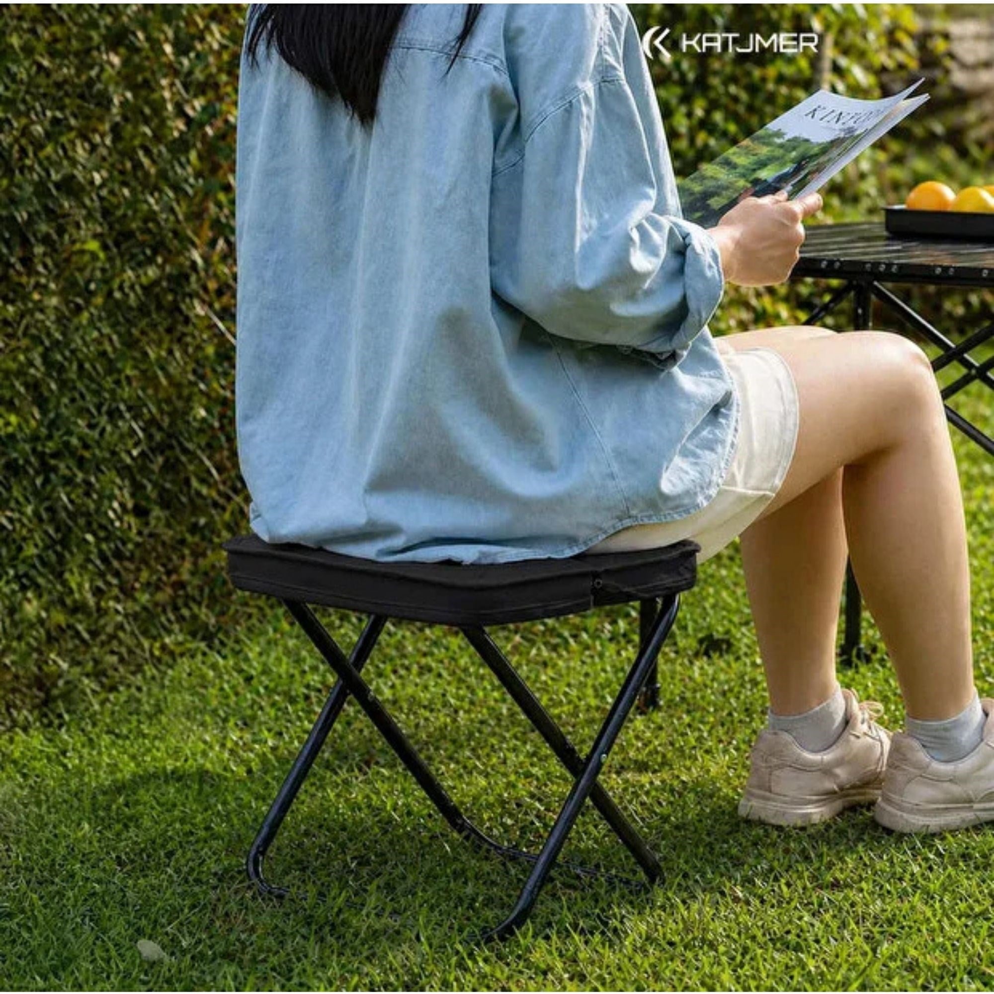 Katlanabilir Taşınabilir Kamp Taburesi ,Hafif, Dayanıklı ve Fermuarlı Saklama Bölmeli Outdoor Sandalye 