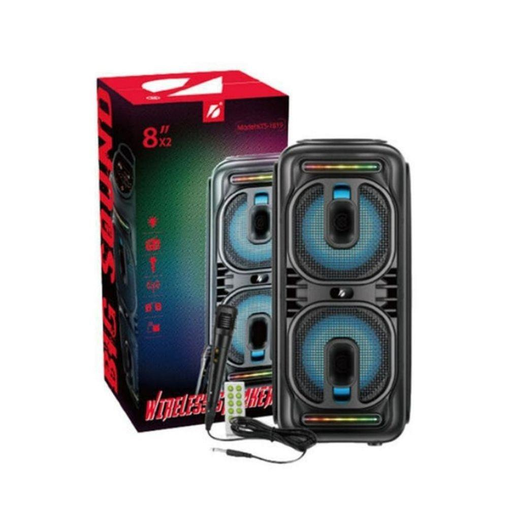 KTS-1819 Siyah Bluetooth Hoparlör | RGB LED, Dahili Mikrofon, Kumandalı Speaker 