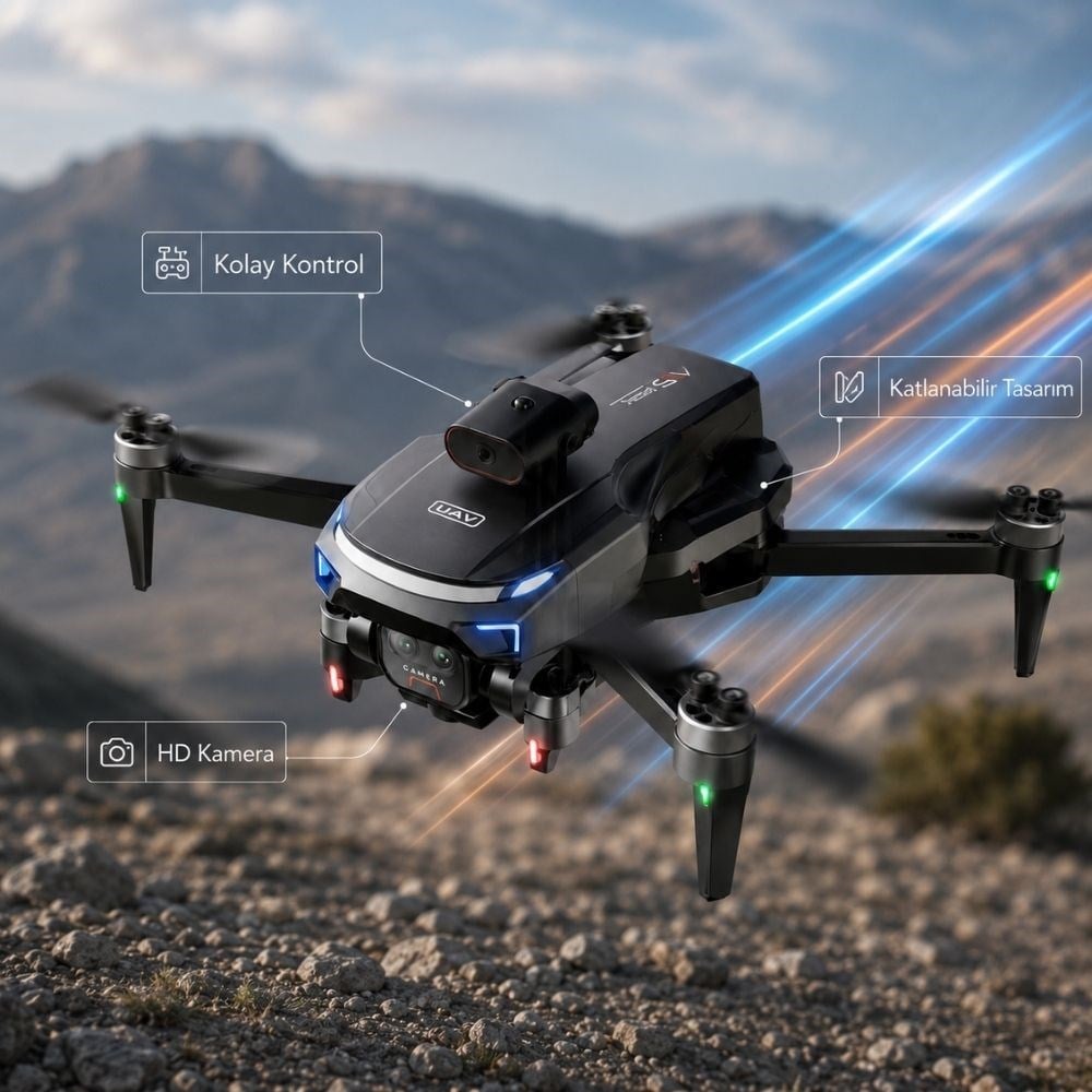 M9 Kameralı Katlanabilir Drone, Ekranlı Kumanda, Wi-Fi Görüntü Aktarımı ve Taşınabilir Quadcopter Drone 