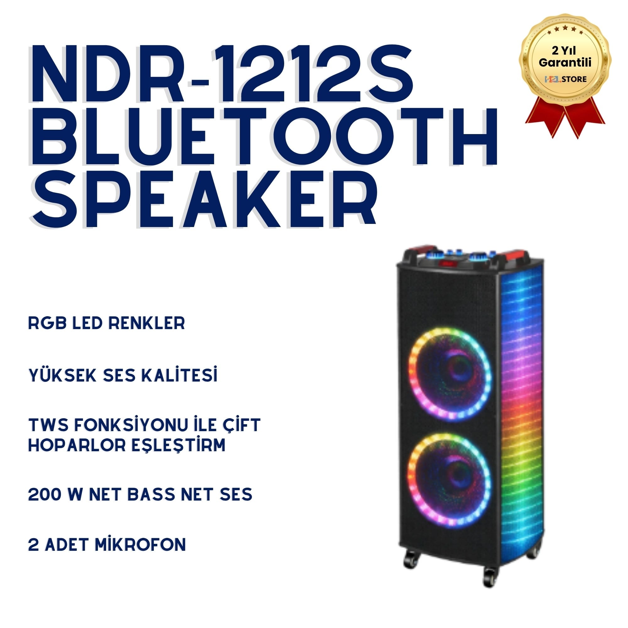 NDR-1212S Bluetooth Speaker Karaoke Hoparlör RGB 