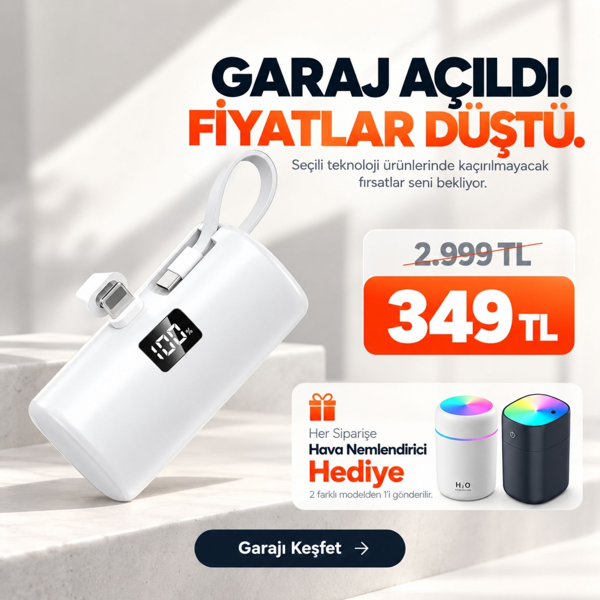 OUTLET/TEŞHİR 4500 mAh LİGHTNİNG Girişli Taşınabilir Mini Taşınabilir Hızlı Şarj Taşınabilir Şarj Cihazı 