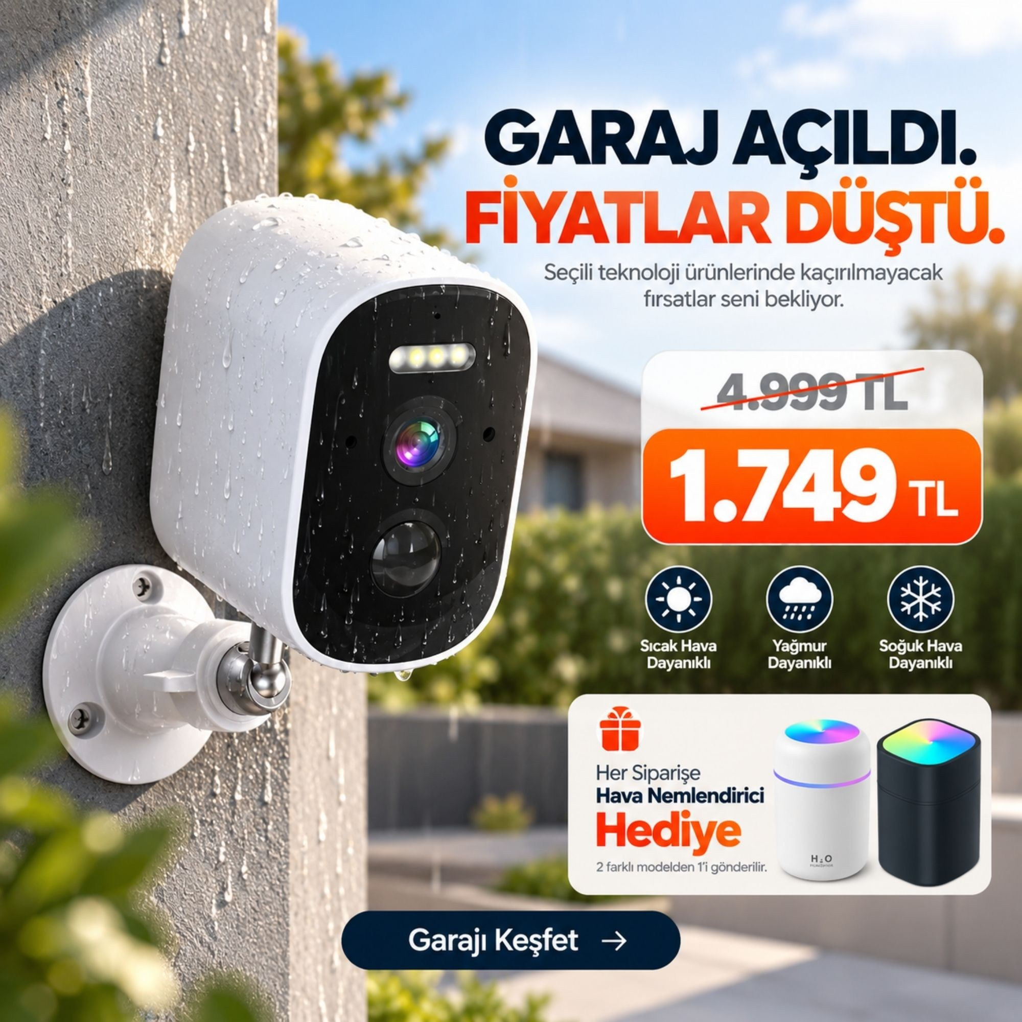 OUTLET/TEŞHİR CMR-143 Solar Güneş Enerjili WiFi Güvenlik Kamerası - 4000mAh Bataryalı Kablosuz Dış Mekan Kamera (Renkli Gece Görüşlü) 