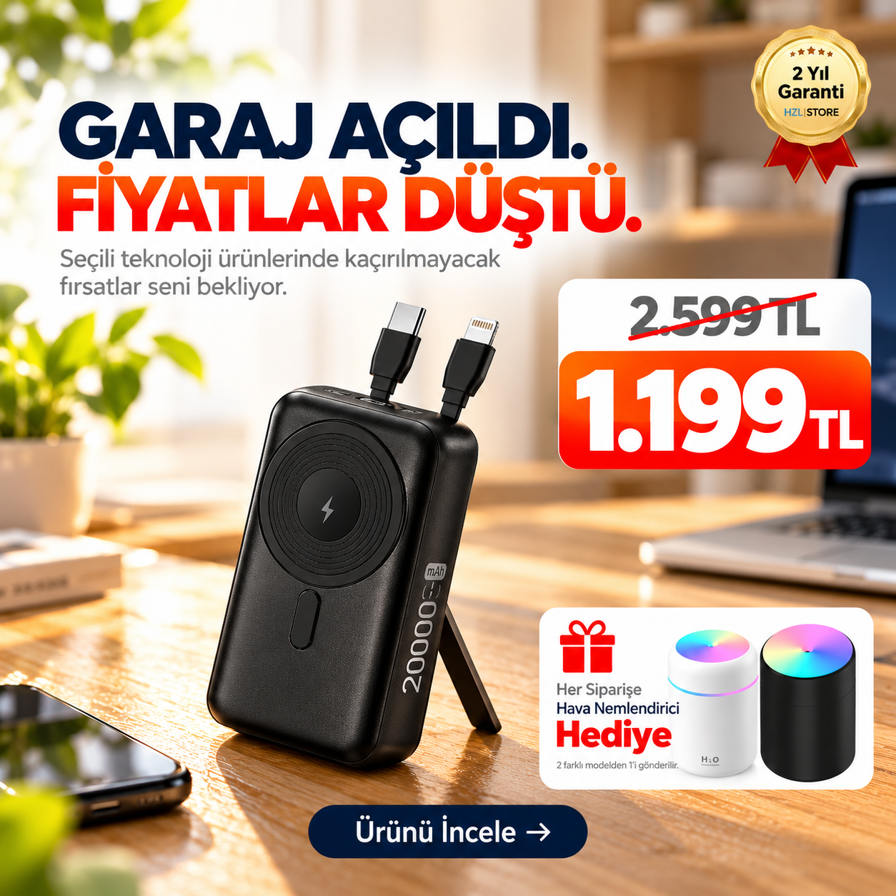 OUTLET/TEŞHİR20000 mAh MagSafe Kablosuz Powerbank Manyetik Hızlı Şarj Taşınabilir Şarj Cihazı 