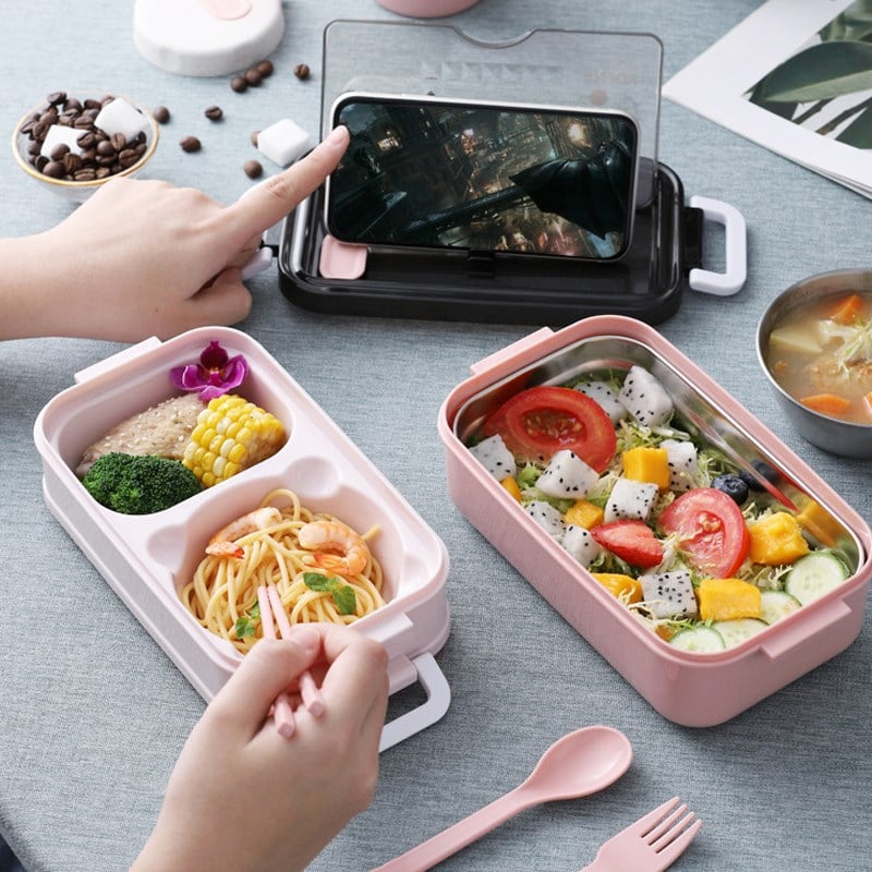 Paslanmaz Çelik 3 Katlı Yemek Taşıma Kabı Isı Yalıtımlı Lunch Box 