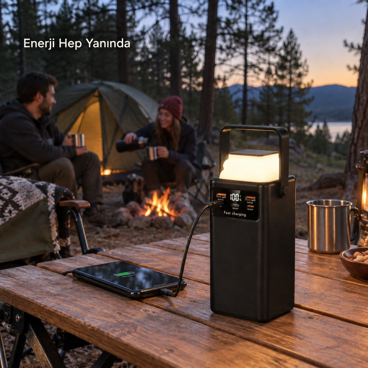 Powerbank  Yüksek Kapasiteli 30.000 mAh USB-C LED Işıklı  Outdoor Taşınabilir Şarj Cihazı 