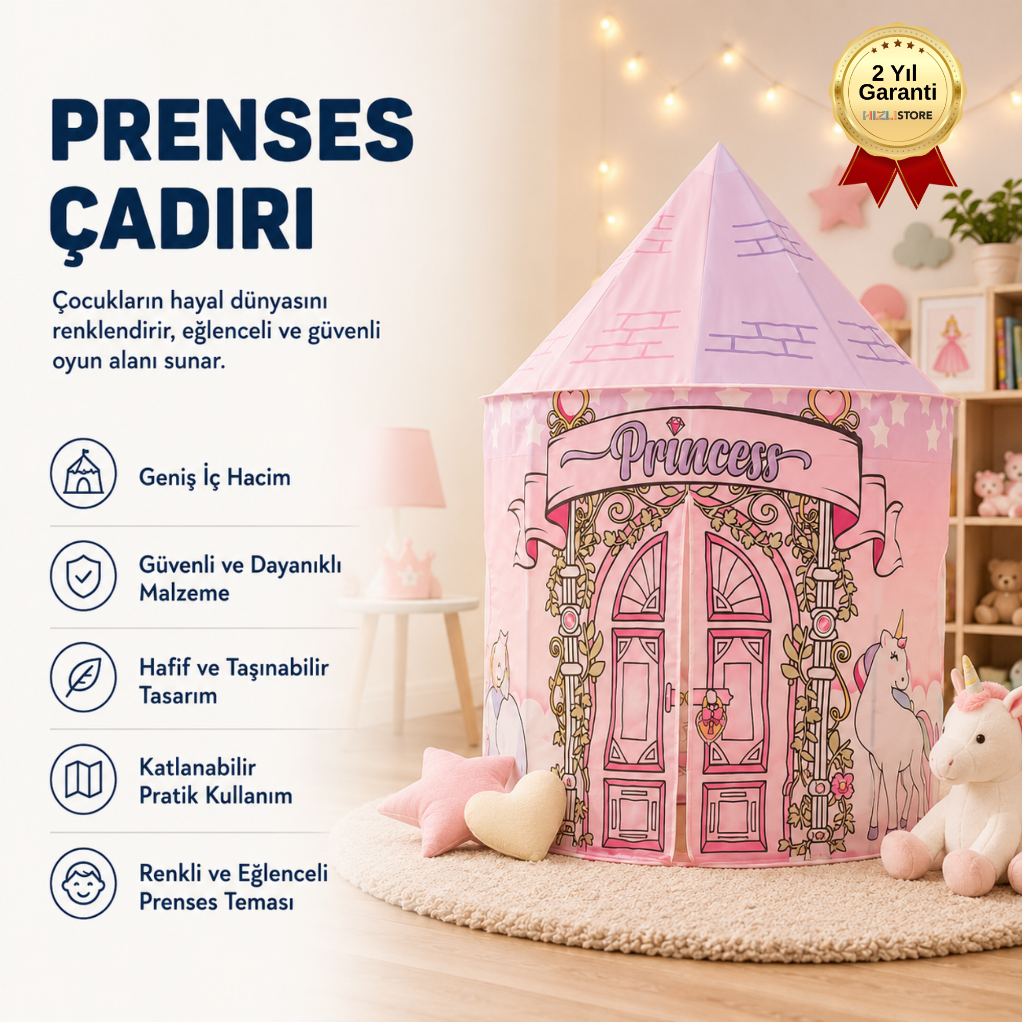 Prenses Temalı Çocuk Oyun Çadırı  