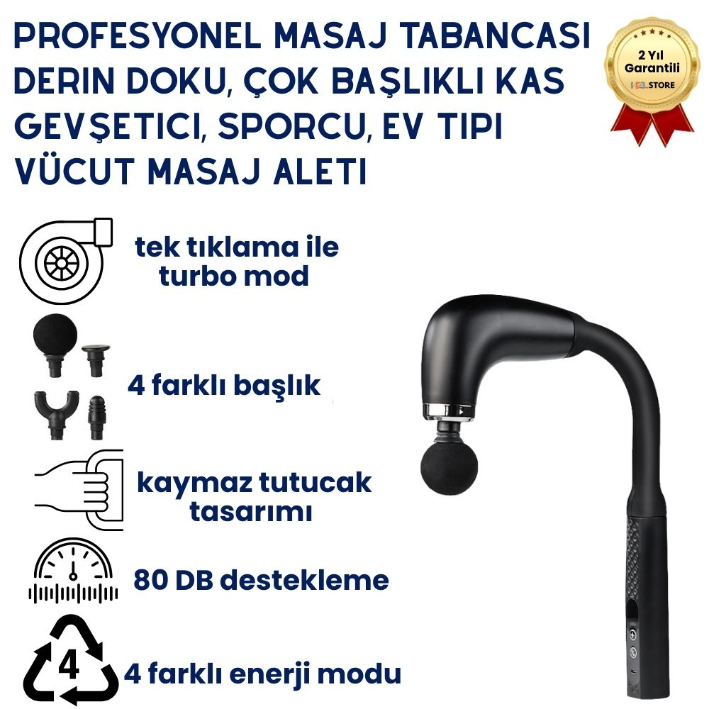 Profesyonel Masaj Tabancası Derin Doku, Çok Başlıklı Kas Gevşetici, Sporcu, Ev Tipi Vücut Masaj Aleti 