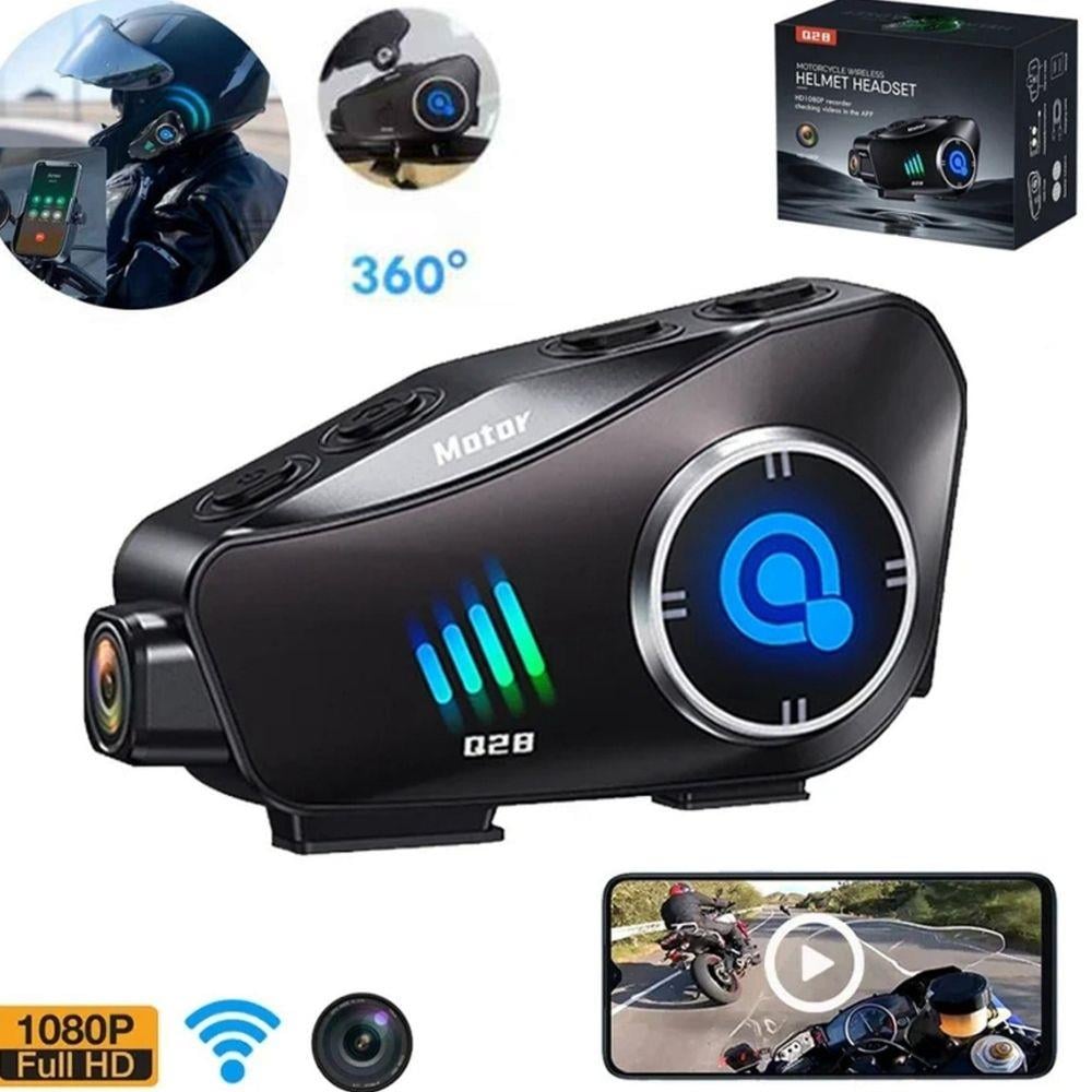 Q28-2X Motosiklet Kask Bluetooth İntercom Yeni Nesil 1080P Hd Sürüş Kaydedici Kablosuz Kamera 
