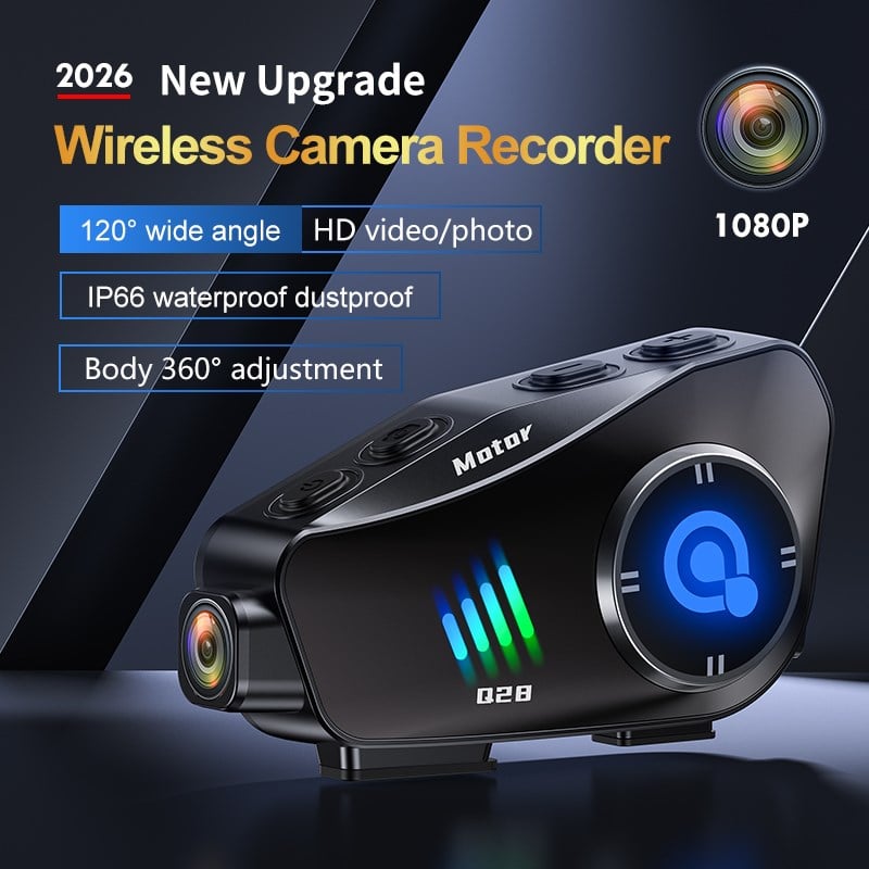 Q28-2X motosiklet kask Bluetooth interkom su geçirmez 1080P Hd sürüş kaydedici kablosuz kamera 
