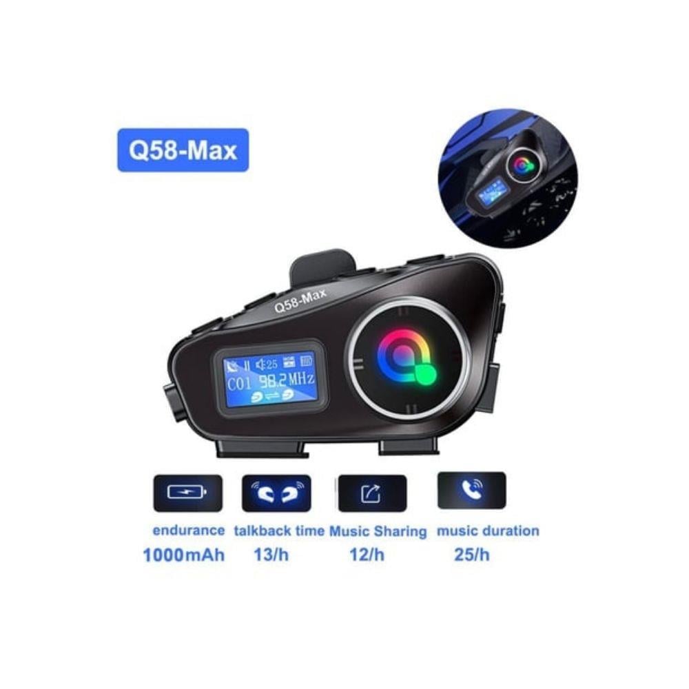 Q58-MAX Intercom Sistem 2-Way İletişim, Motosiklet Bluetooth Kulaklık Uzun Menzil 
