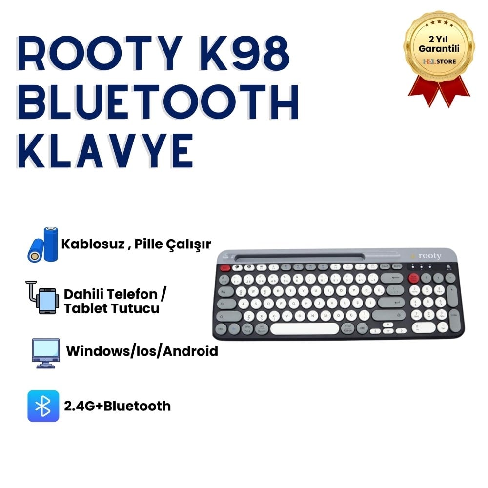 Rooty Çoklu Cihaz Destekli Bluetooth Türkçe Klavye ultra ince tasarım 