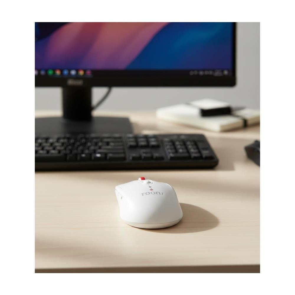 Rooty Sessiz Tıklamalı Kablosuz Mouse - Ergonomik Şık Tasarım, 1600 DPI Yüksek Hassasiyetli Optik Fare 