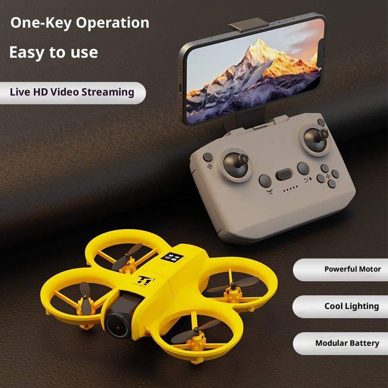 Sarı T1 Mini Drone HD Kameralı  360° Dönüşlü taşınabilir Kompakt Drone 