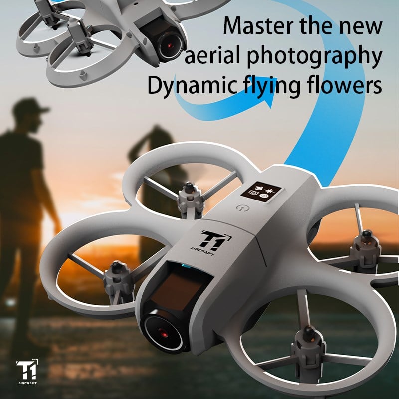 Sarı T1 Mini Drone HD Kameralı  360° Dönüşlü taşınabilir Kompakt Drone 