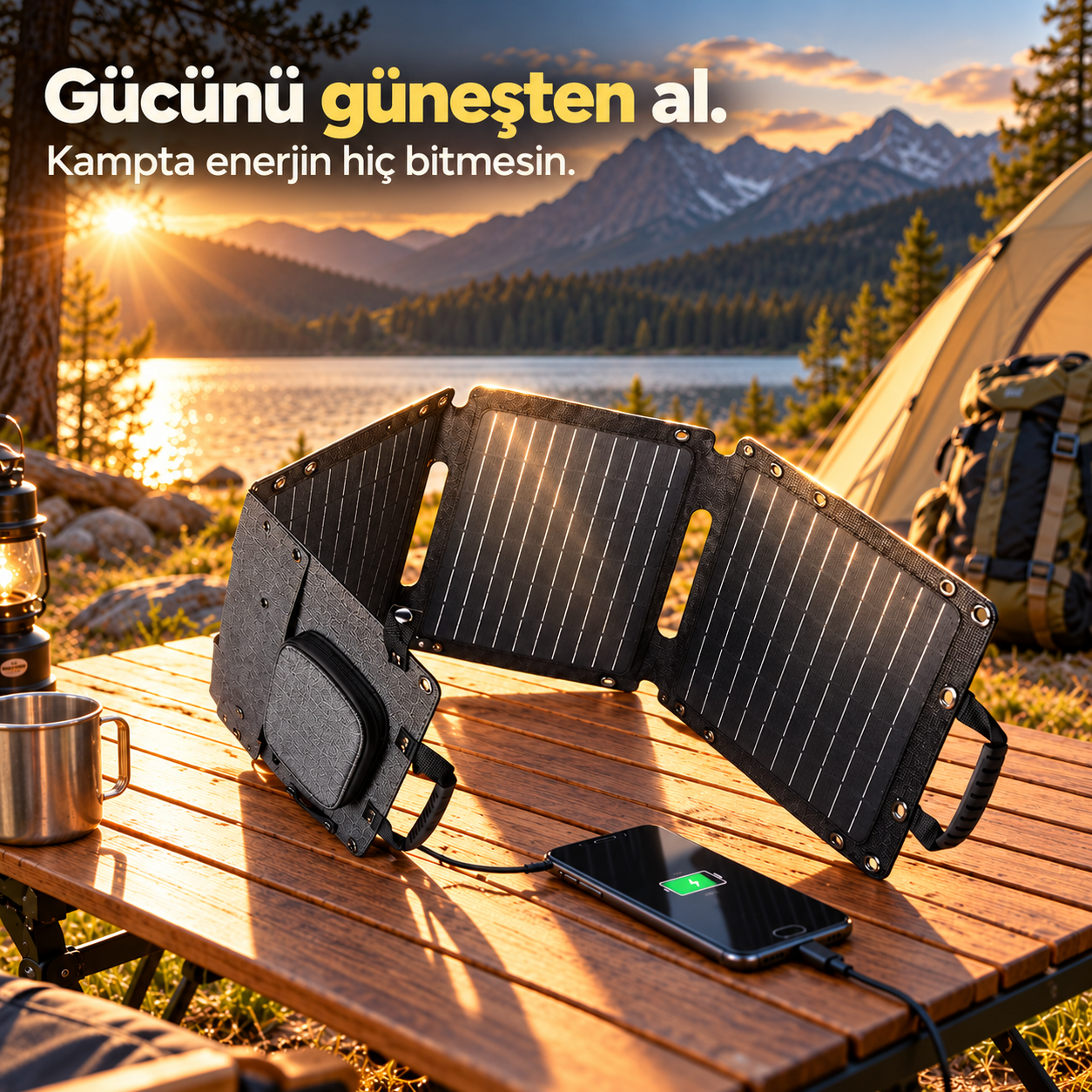 Solar Şarj 40W Güneş Enerjili Powerbank, Güç Ünitesi 