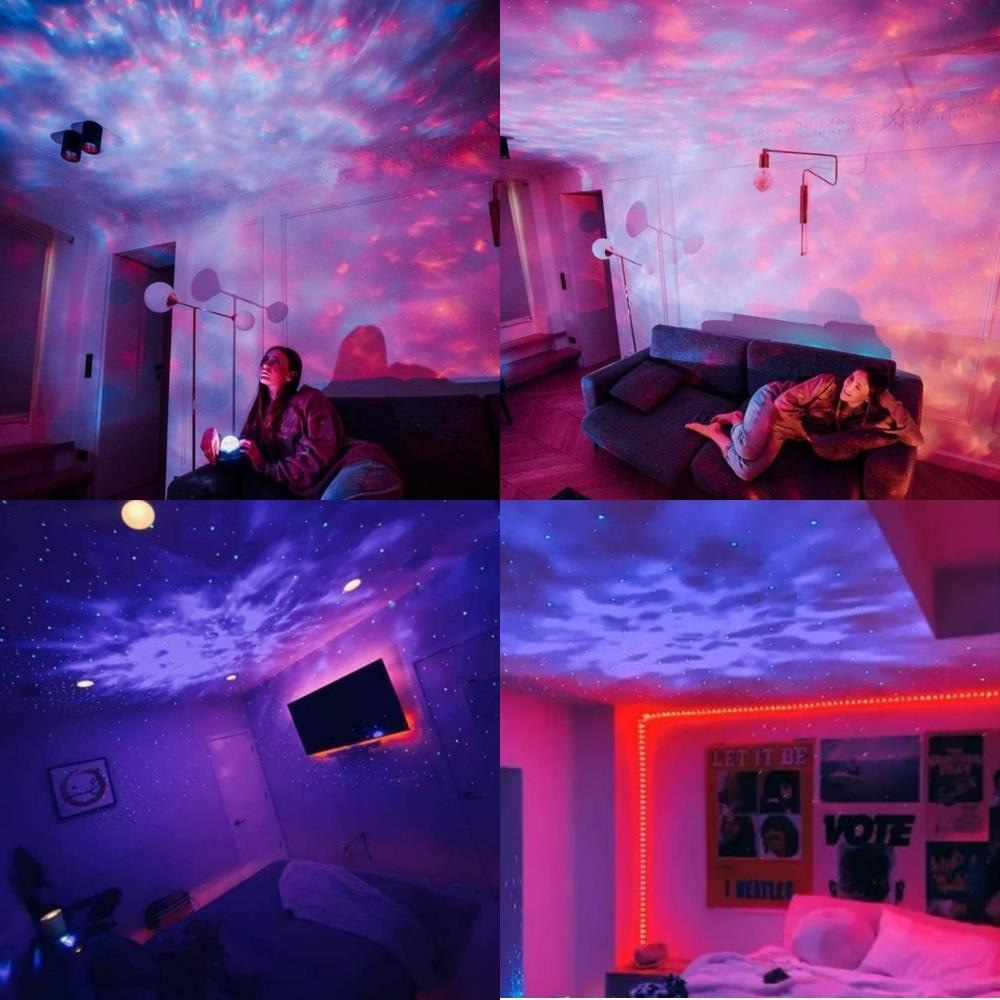 Starry Light Yıldızlı Atmosfer Işık Projektörü – Çok Renkli Gökyüzü Efekti, Ay ve Nebula Yansıtma, Uzaktan Kumandalı Ortam Gece Lambası 