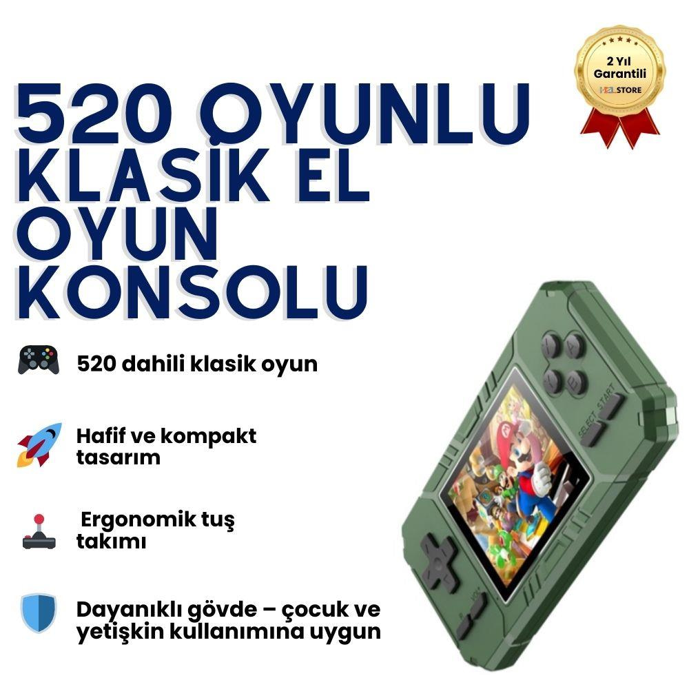 SUP S8 3.0 inç Ekran Klasik El Oyun Konsolu Dahili 520 Oyunlu Taşınabilir  Game Boy El Atarisi 