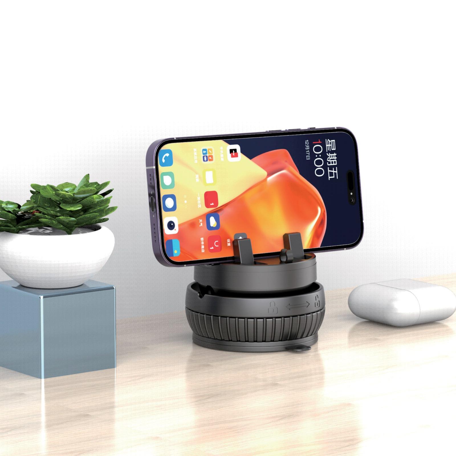 T-107 Araç İçi Telefon Tutacağı | Dönebilen Vantuzlu Sabit Stand Ayarlanabilir Aparat 