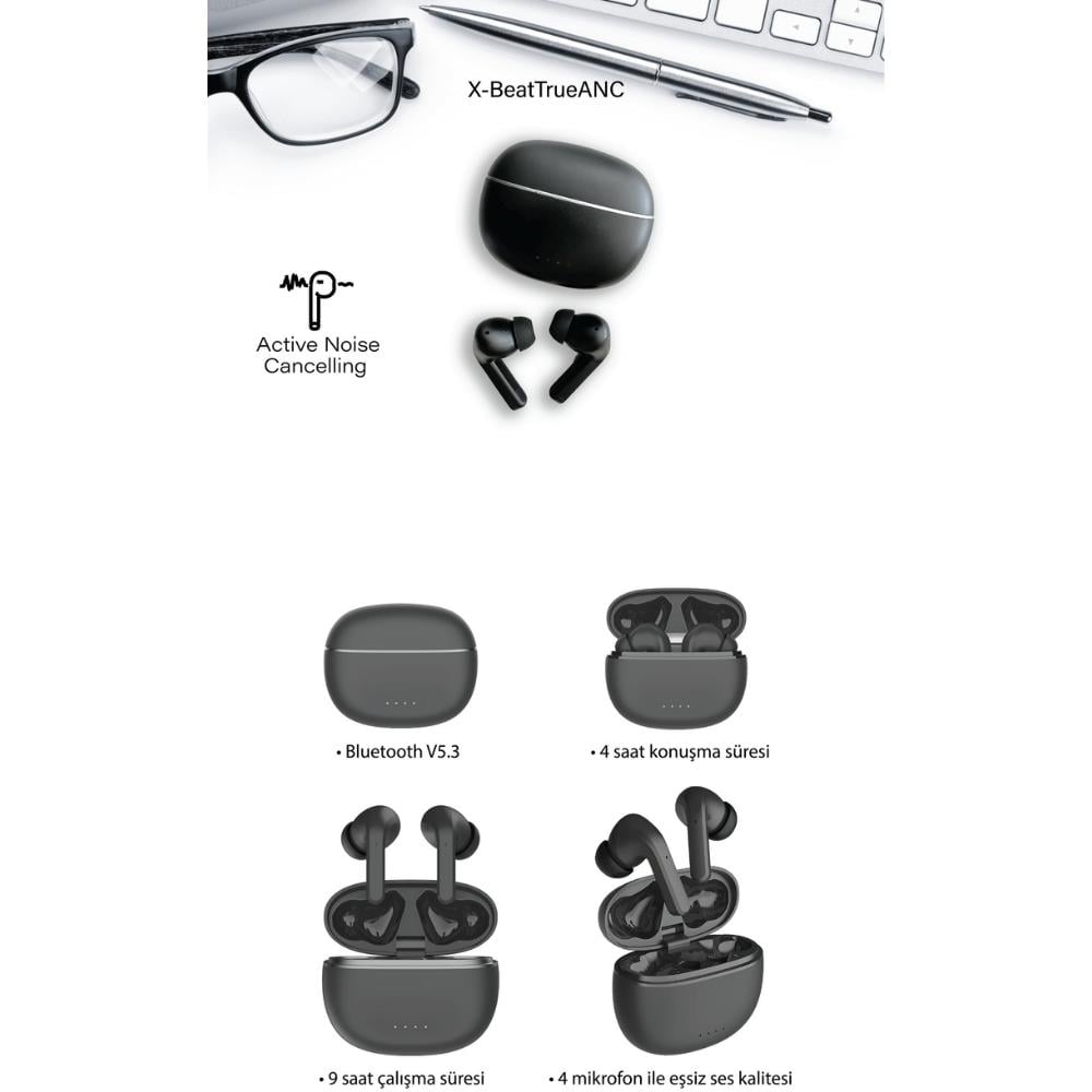 X Beat True ANC 4 Mic ENC ANC Destekli 5.3 Bluetooth Kablosuz Gelişmiş Mikrofonlu Bluetooth Kulaklık 