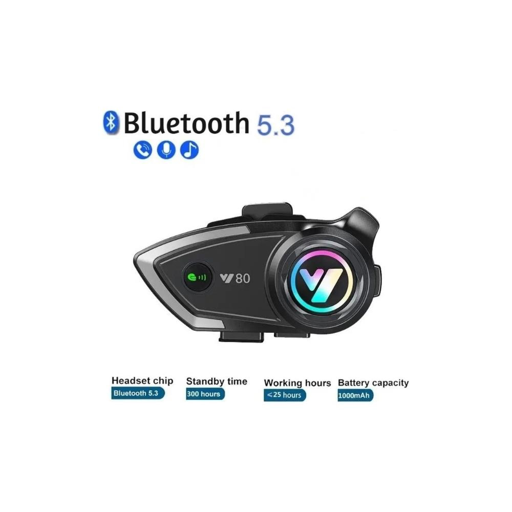 Y80 Kablosuz Bluetooth Motosiklet Kask Kulaklık Işıklı Intercom Su Geçirmez 