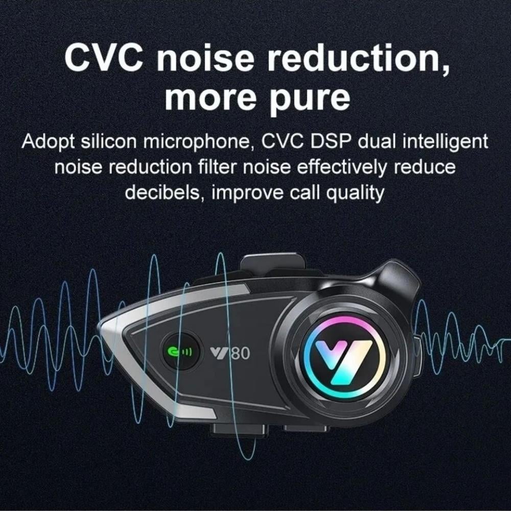 Y80 Kablosuz Bluetooth Motosiklet Kask Kulaklık Işıklı Intercom Su Geçirmez 