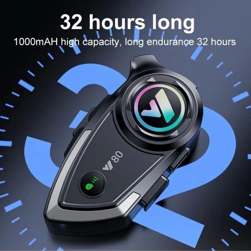 Y80 Kablosuz Bluetooth Motosiklet Kask Kulaklık Işıklı Intercom Su Geçirmez 