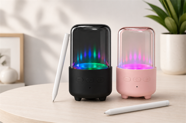 Yazı Yazılabilen RGB Işıklı Mini Bluetooth Hoparlör Hafıza Kartı Destekli USB-C Şarjlı 