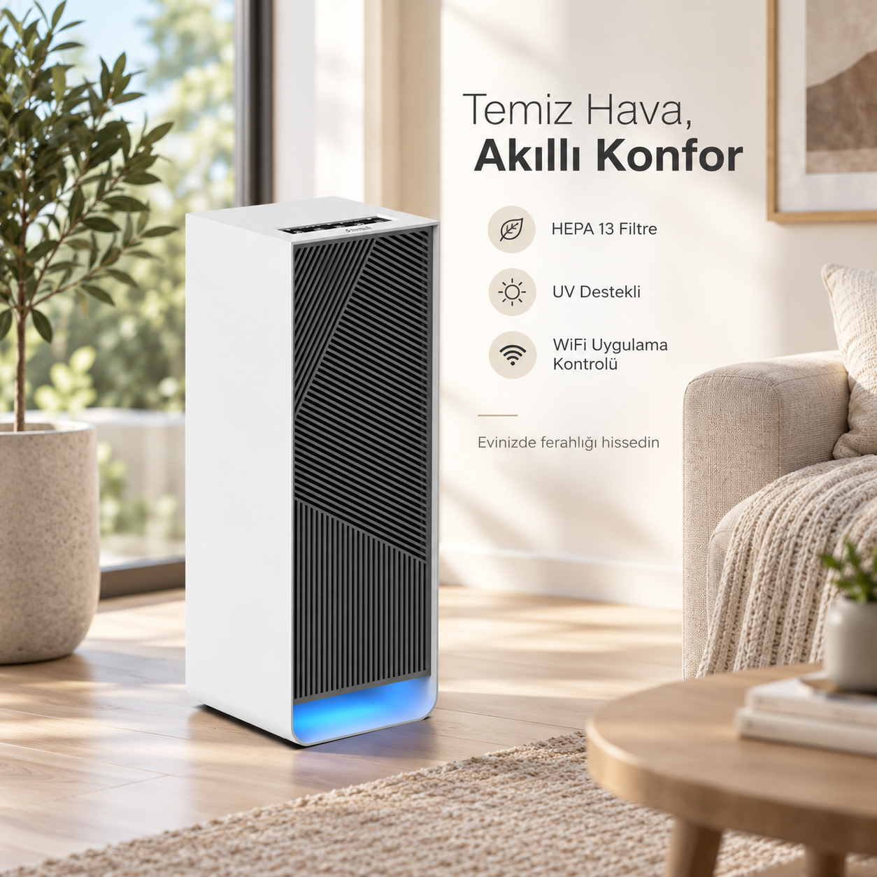 Zeroplume Akıllı Hava Temizleyici HEPA 13 Filtreli UV Özellikli WiFi Uygulama Kontrollü 