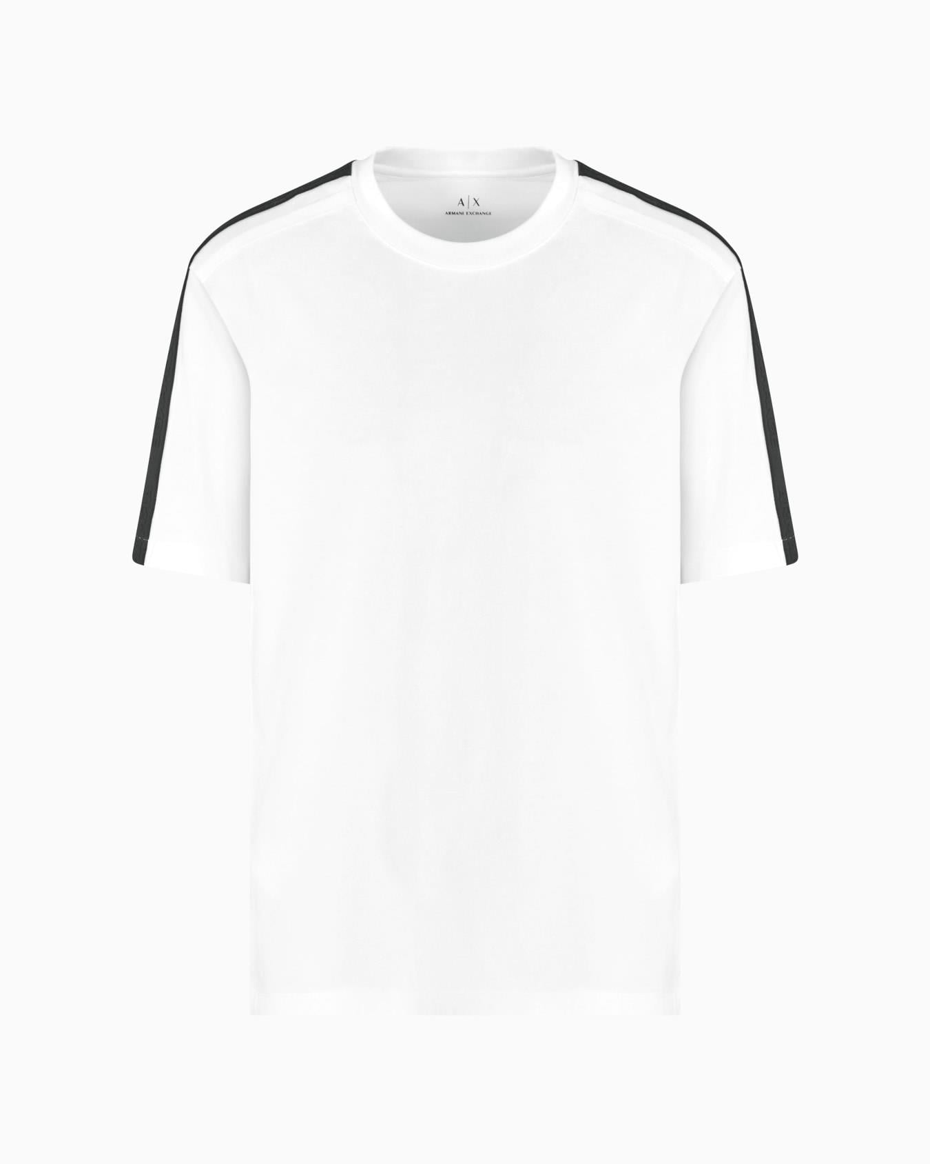 ARMANI EXCHANGE Armani Exchange Erkek Normal Kalıp Yuvarlak Yaka Omuzlardan Uzanan Logo Bantlı Kısa Kollu Beyaz T-Shirt XM000322 AF10361-U0009