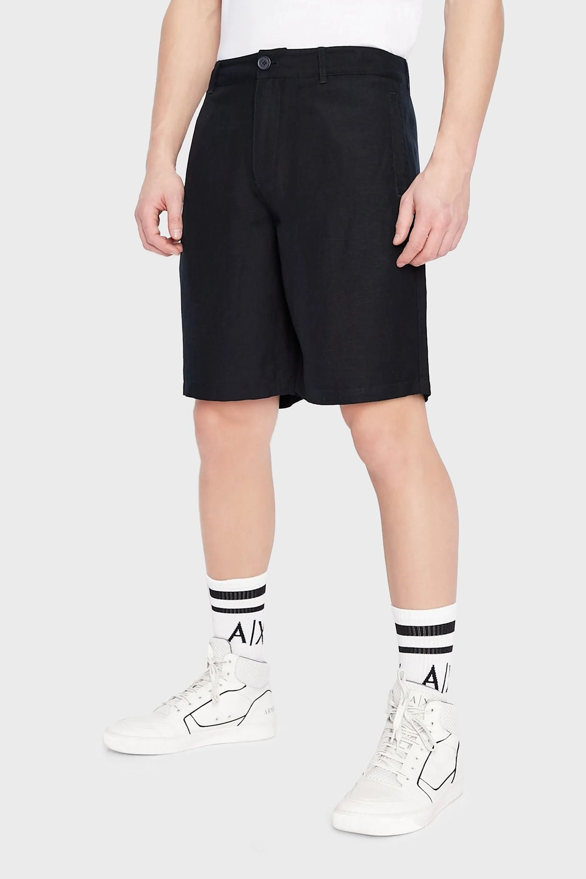 Armani Exchange Armani Exchange Erkek Normal Kalıp Keten Lacivert Şort 8NZS67 ZNFNZ-1583