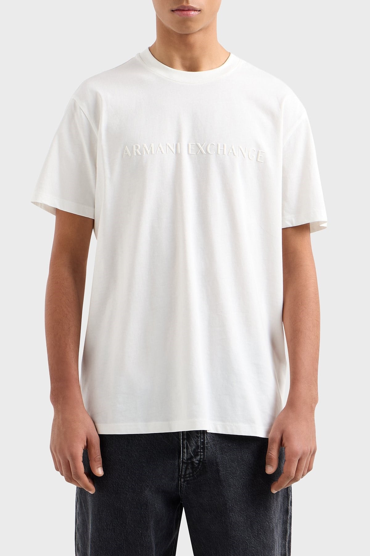 Armani Exchange Armani Exchange Erkek Kısa Kol Bisiklet Yaka Pamuklu Düz Beyaz T-Shirt XM002467 AF10356-U0009
