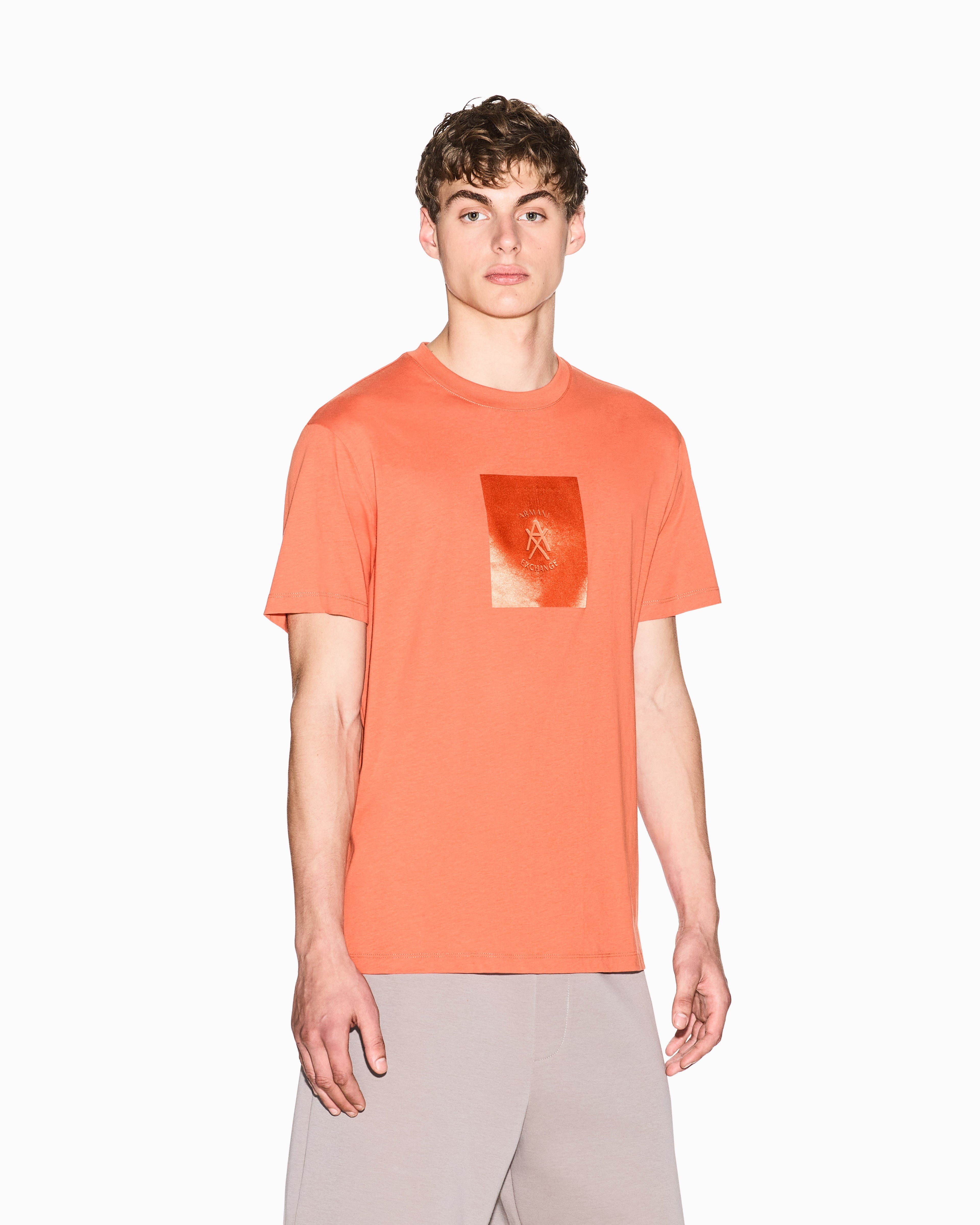 Armani Exchange Armani Exchange Erkek Bisiklet Yaka Logo Baskılı Pamuklu Kısa Kollu Turuncu T-Shirt XM002213 AF10356-U3040