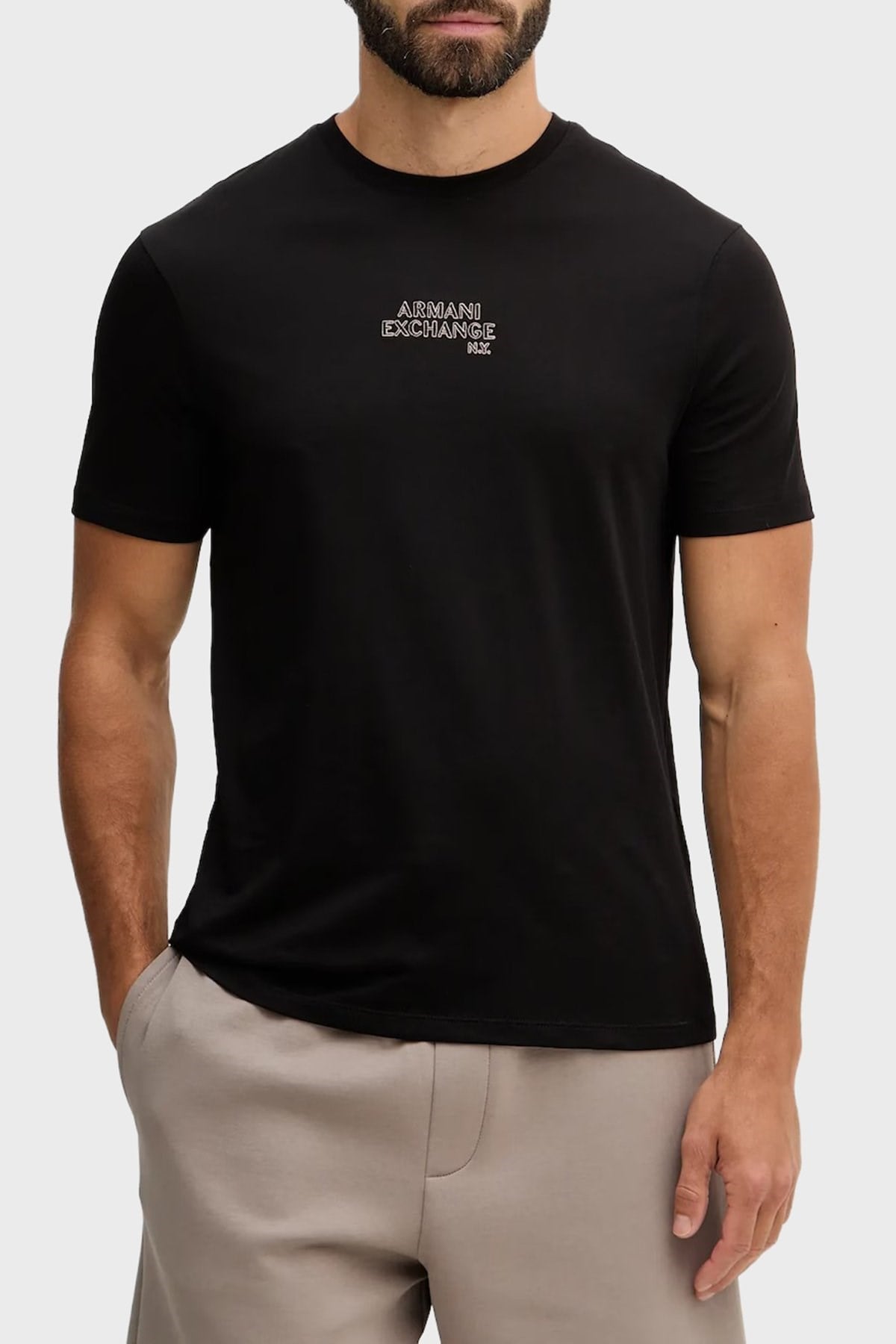 Armani Exchange Armani Exchange Erkek Logo Detaylı Yuvarlak Yakalı Kısa Kollu Siyah T-Shirt XM001784 AF10356-UC001