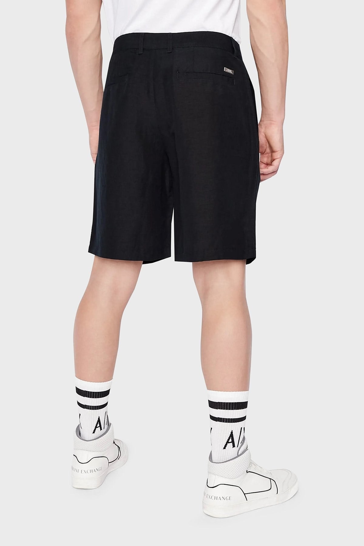 Armani Exchange Armani Exchange Erkek Normal Kalıp Keten Lacivert Şort 8NZS67 ZNFNZ-1583