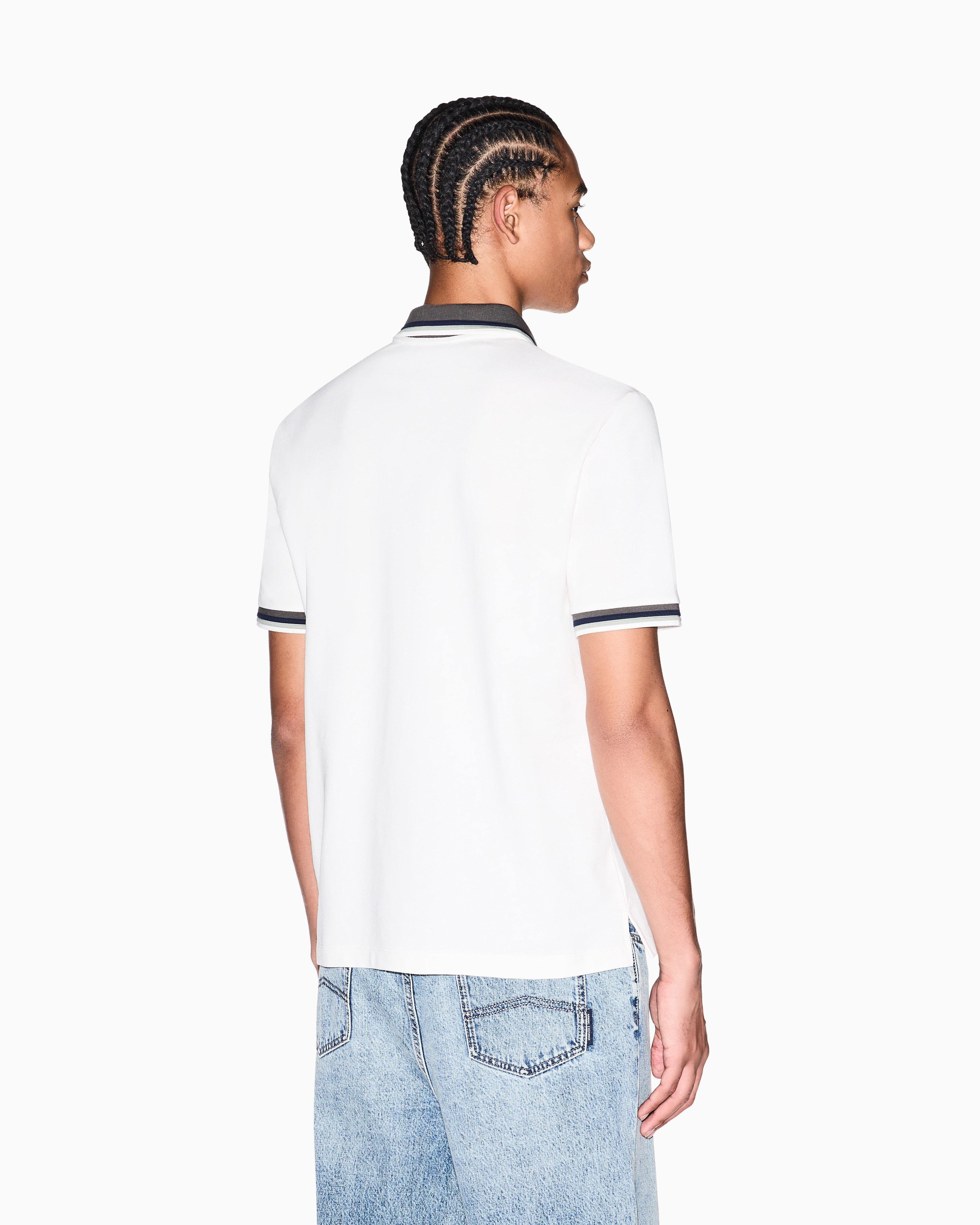 Armani Exchange Armani Exchange Erkek %100 Pamuklu Logolu Kısa Kollu Beyaz Polo Yaka T-Shirt XM002329 AF13026-U1074