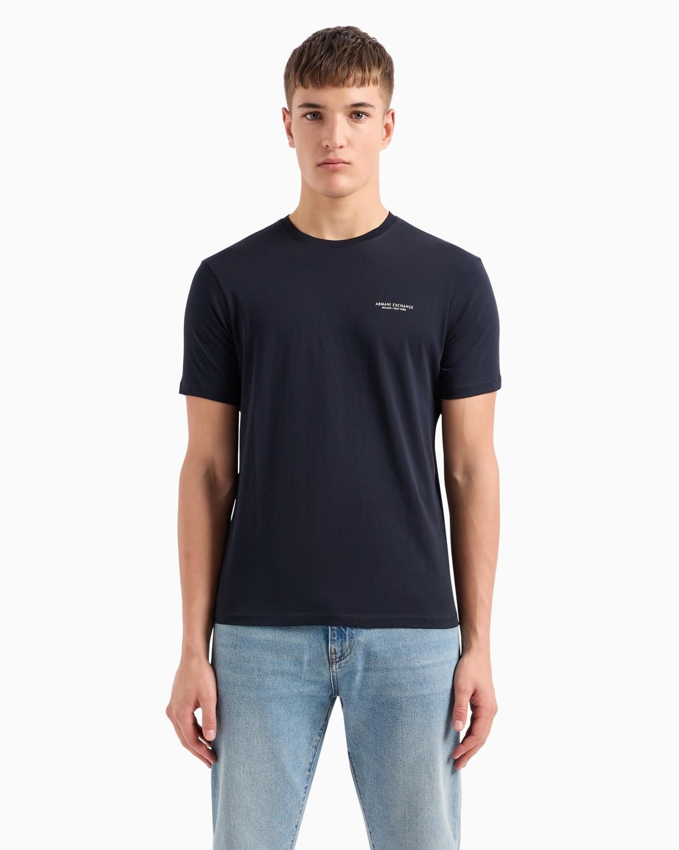 ARMANI EXCHANGE Armani Exchange Erkek Kısa Kol AX Yazı Desen Pamuklu Bisiklet Yaka Lacivert T-Shirt 8NZT91 Z8H4Z-1510