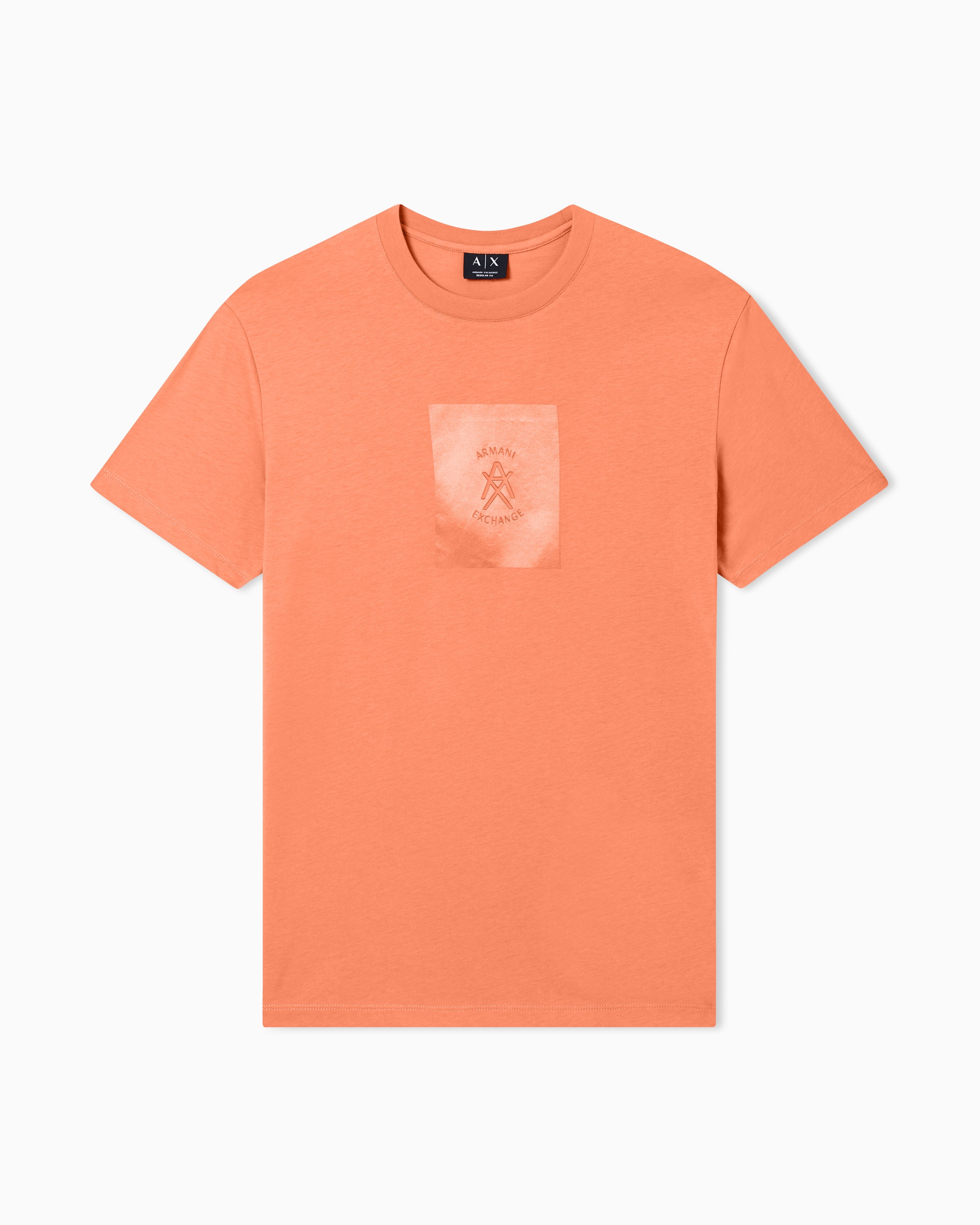 Armani Exchange Armani Exchange Erkek Bisiklet Yaka Logo Baskılı Pamuklu Kısa Kollu Turuncu T-Shirt XM002213 AF10356-U3040