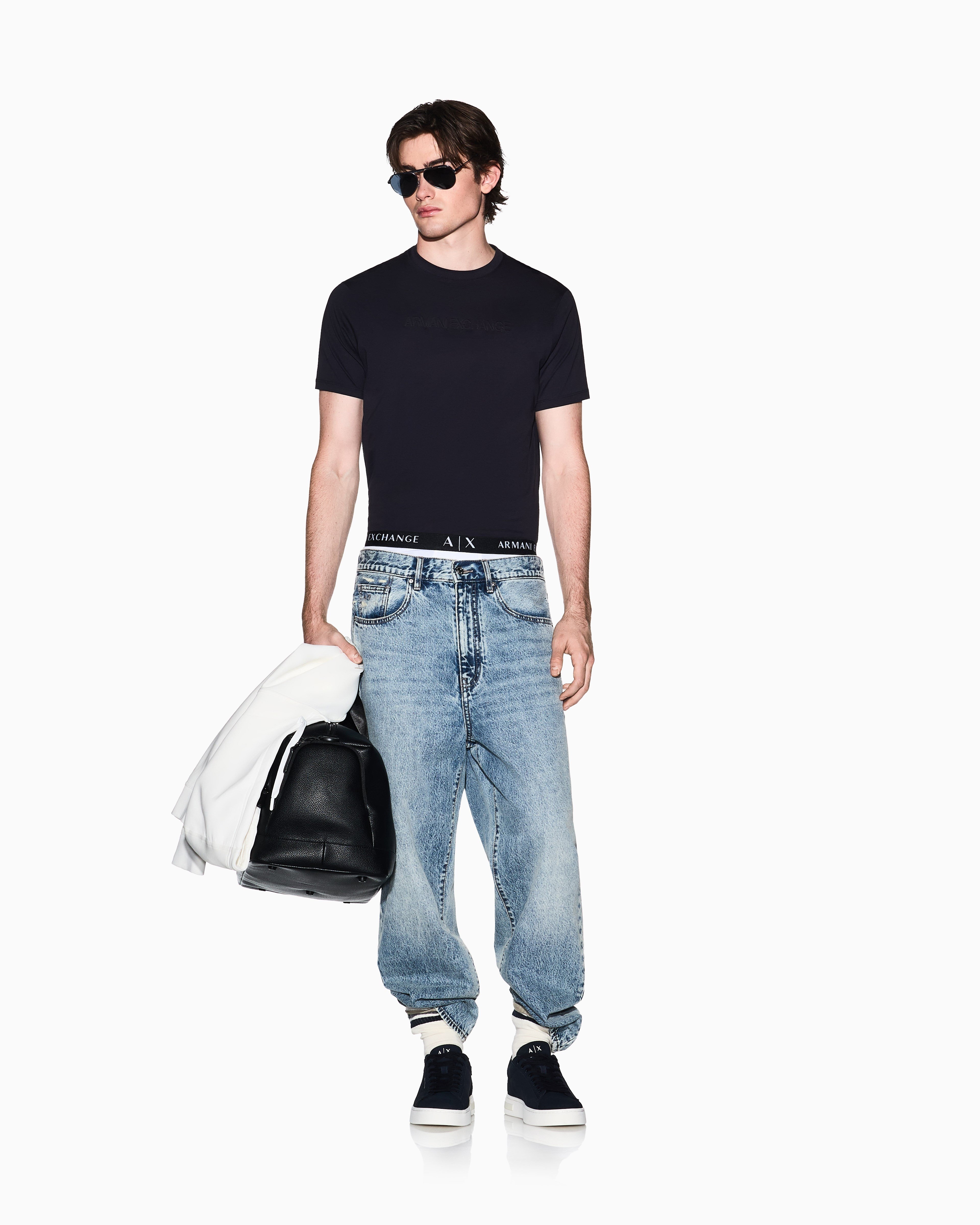 Armani Exchange Armani Exchange Erkek Kısa Kol Bisiklet Yaka Pamuklu Düz Lacivert T-Shirt XM002467 AF10356-UB101