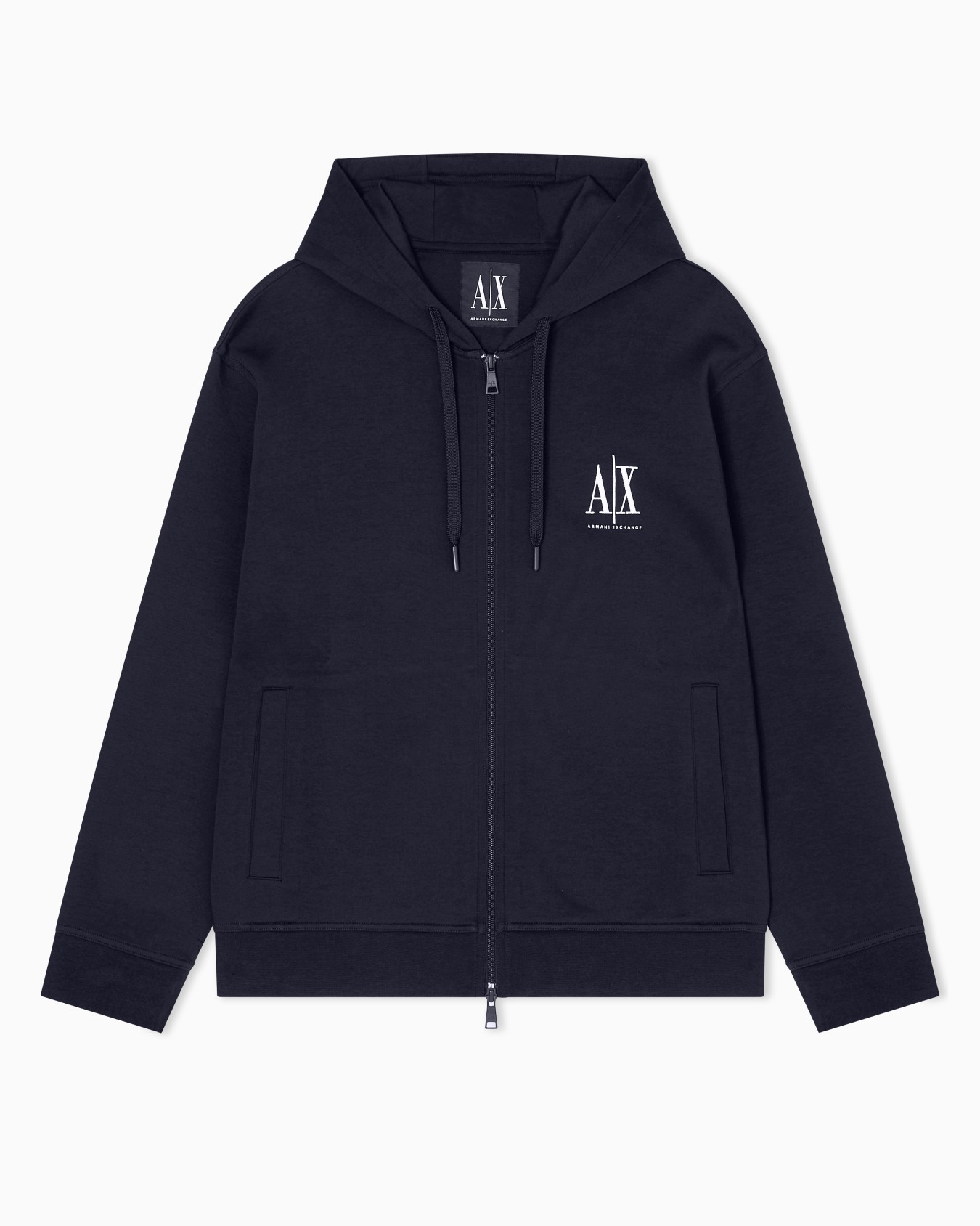 Armani Exchange Armani Exchange Erkek Normal Kalıp AX Logo Detaylı Fermuarlı Kapüşonlu Uzun Kollu Lacivert Sweatshirt XM000371 AF10818-UB101