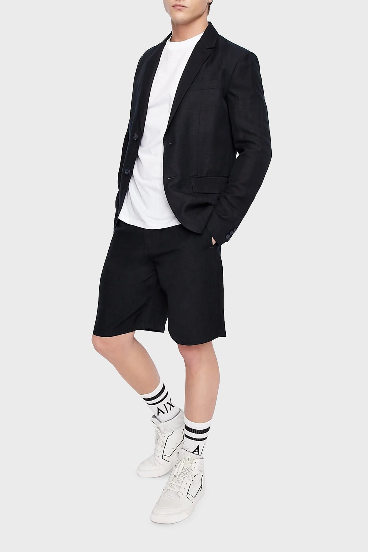 Armani Exchange Armani Exchange Erkek Normal Kalıp Keten Lacivert Şort 8NZS67 ZNFNZ-1583