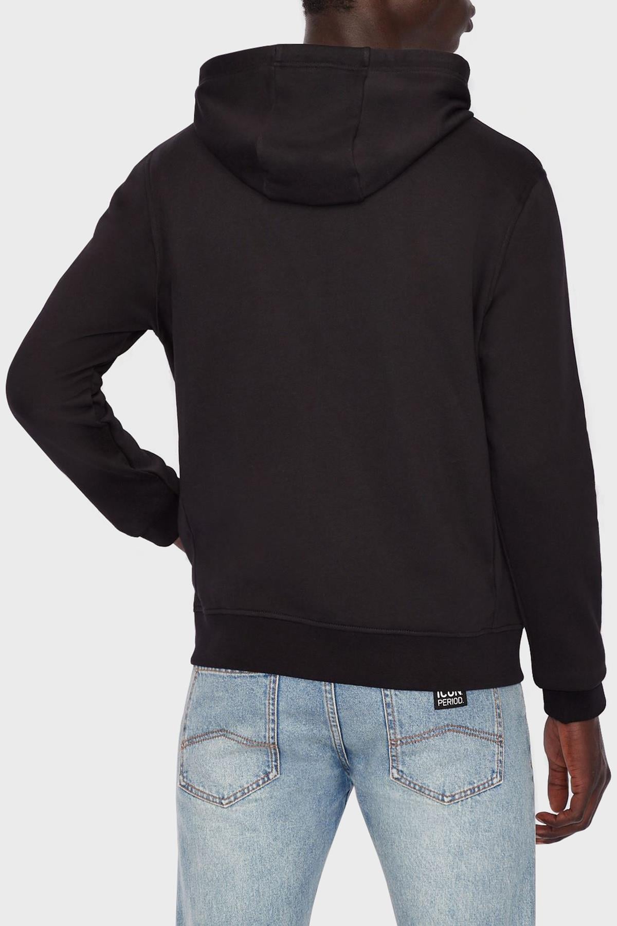 Armani Exchange Armani Exchange Erkek Kapüşonlu Fermuar Kapamalı Cepli Uzun Kol Siyah Sweatshirt 8NZMPP ZJ1ZZ-1200