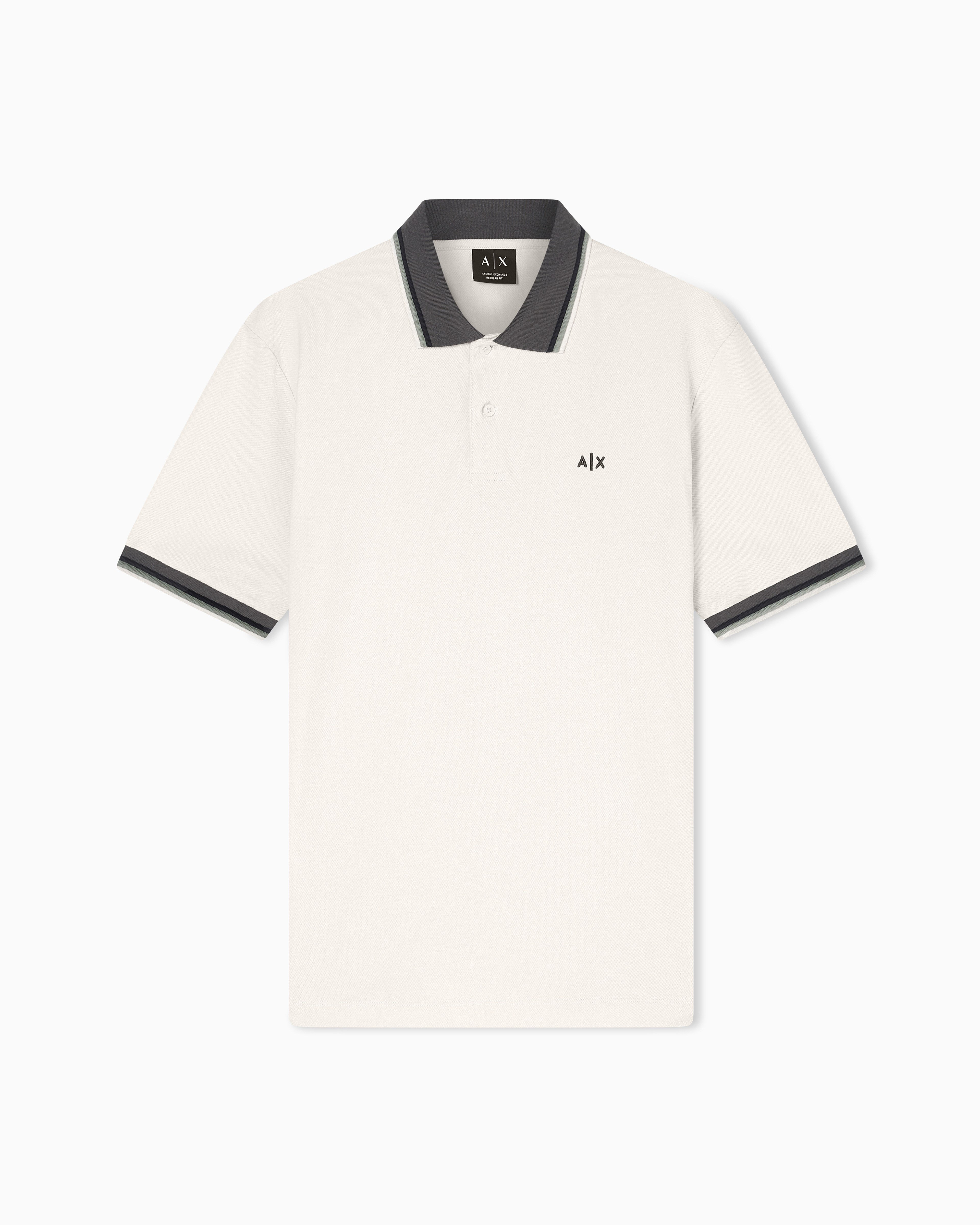 Armani Exchange Armani Exchange Erkek %100 Pamuklu Logolu Kısa Kollu Beyaz Polo Yaka T-Shirt XM002329 AF13026-U1074