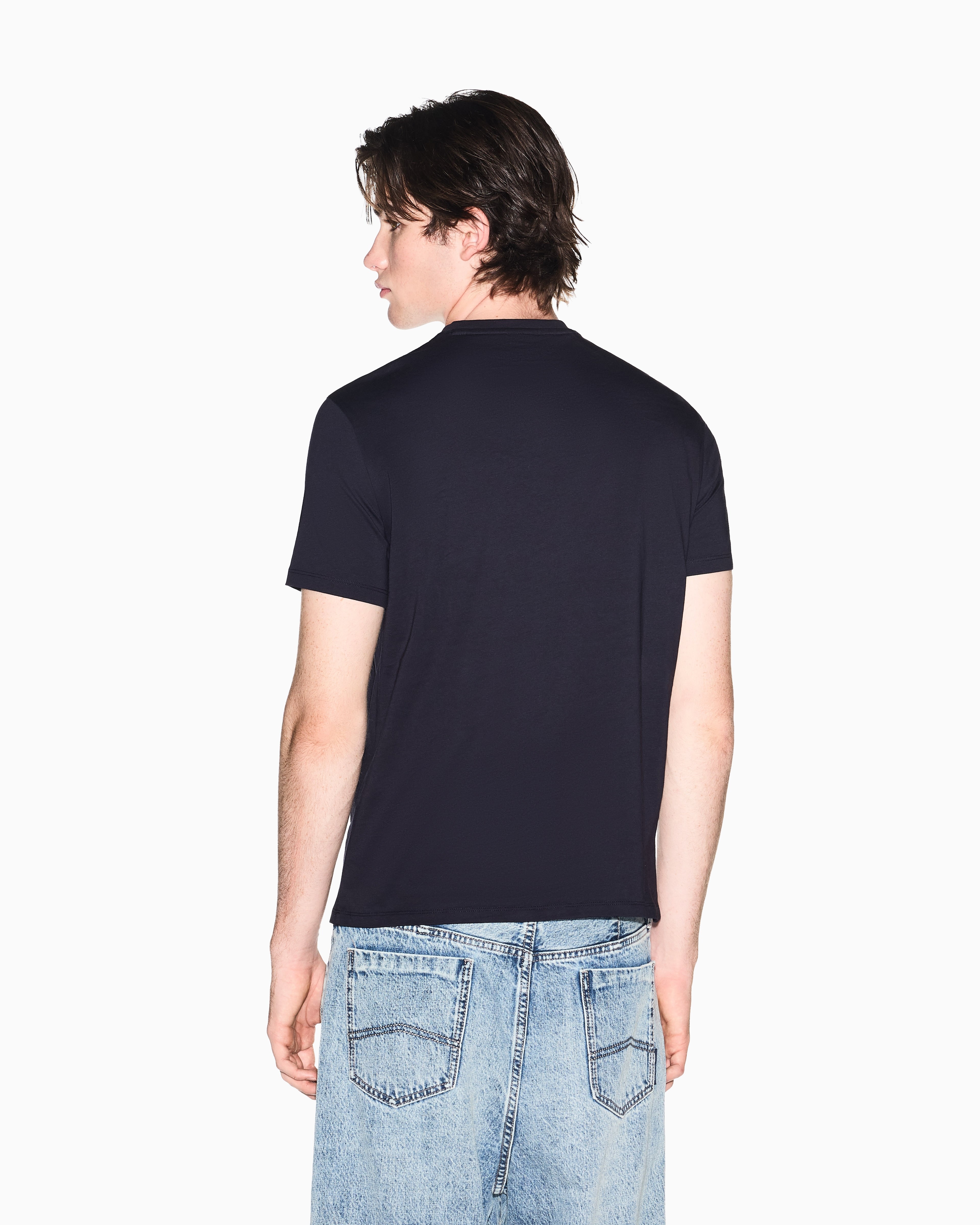 Armani Exchange Armani Exchange Erkek Kısa Kol Bisiklet Yaka Pamuklu Düz Lacivert T-Shirt XM002467 AF10356-UB101