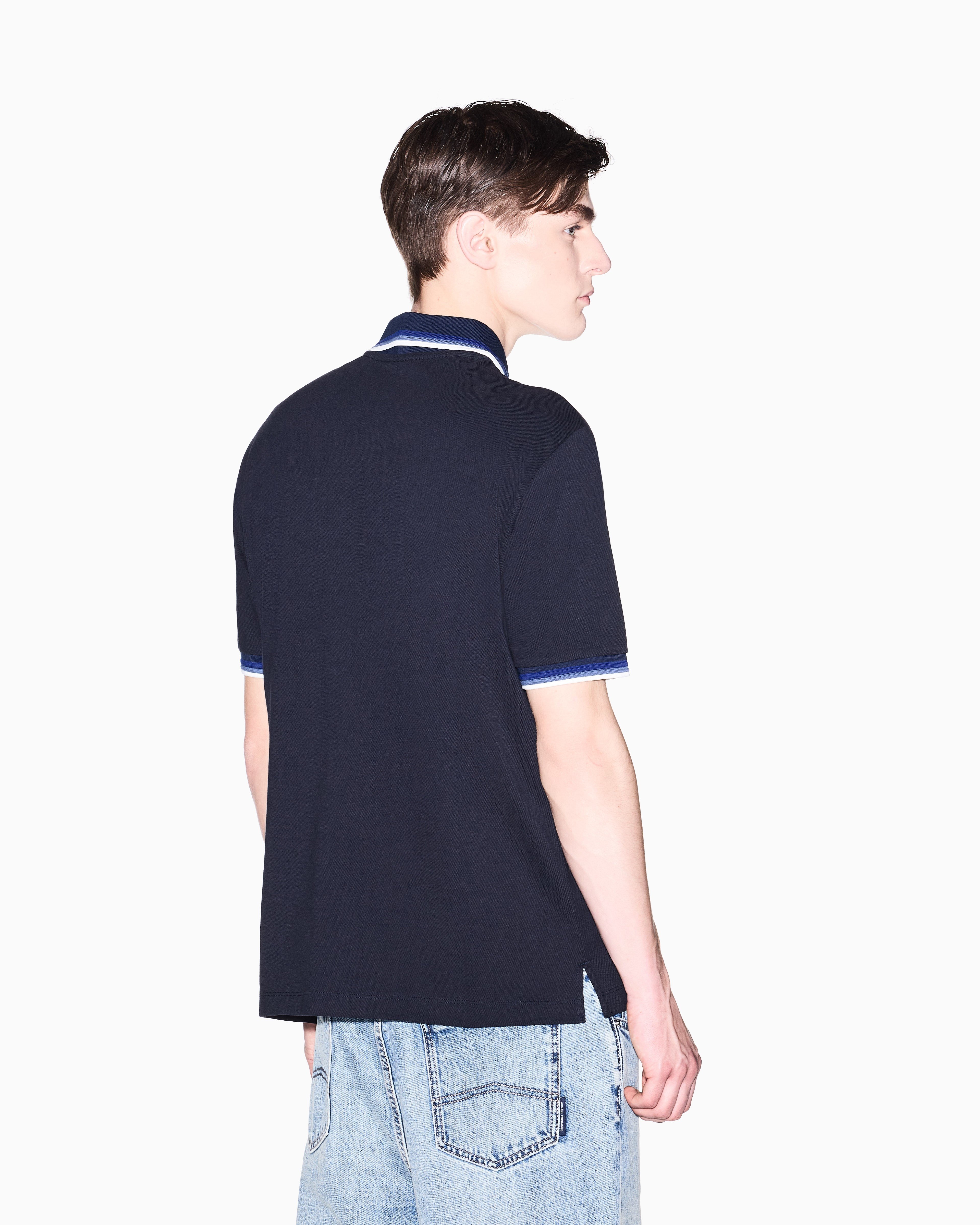 Armani Exchange Armani Exchange Erkek %100 Pamuklu Logolu Kısa Kollu Lacivert Polo Yaka T-Shirt XM002329 AF13026-UB101