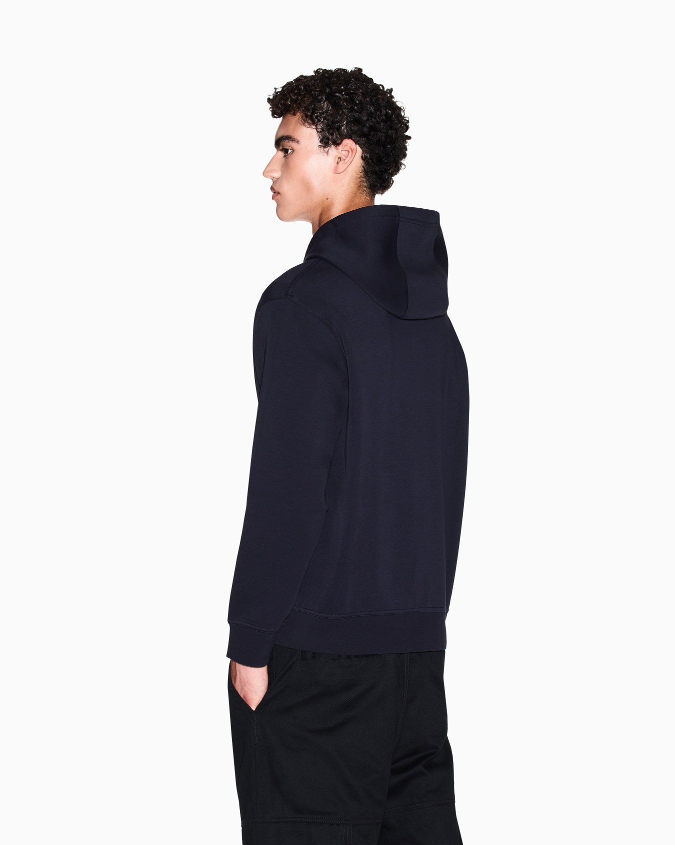Armani Exchange Armani Exchange Erkek Normal Kalıp AX Logo Detaylı Fermuarlı Kapüşonlu Uzun Kollu Lacivert Sweatshirt XM000371 AF10818-UB101