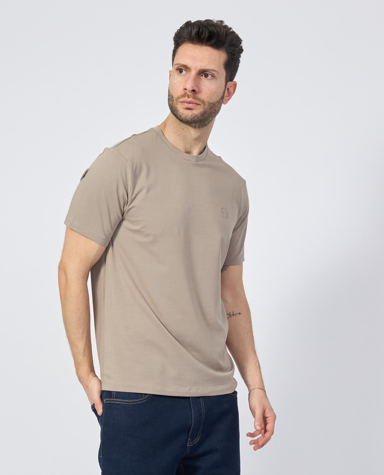 ARMANI EXCHANGE Armani Exchange Erkek Normal Kesim Yuvarlak Yaka Pamuklu Kısa Kollu Bej T-Shirt 8NZT84 Z8M9Z-U6167