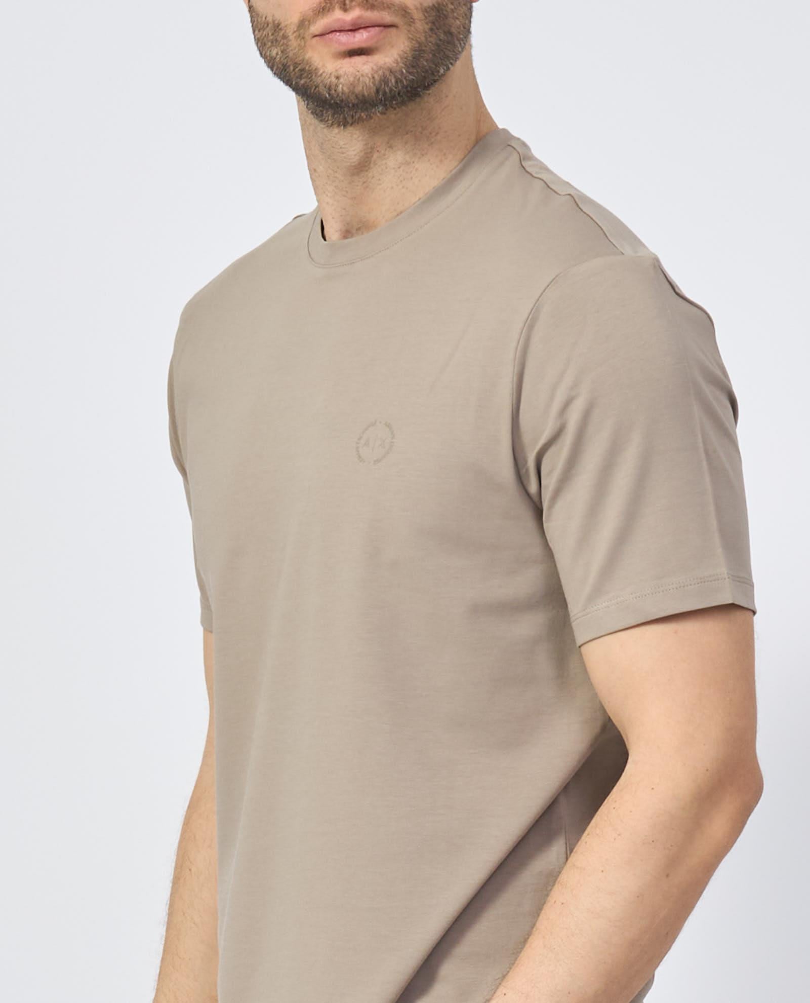 ARMANI EXCHANGE Armani Exchange Erkek Normal Kesim Yuvarlak Yaka Pamuklu Kısa Kollu Bej T-Shirt 8NZT84 Z8M9Z-U6167