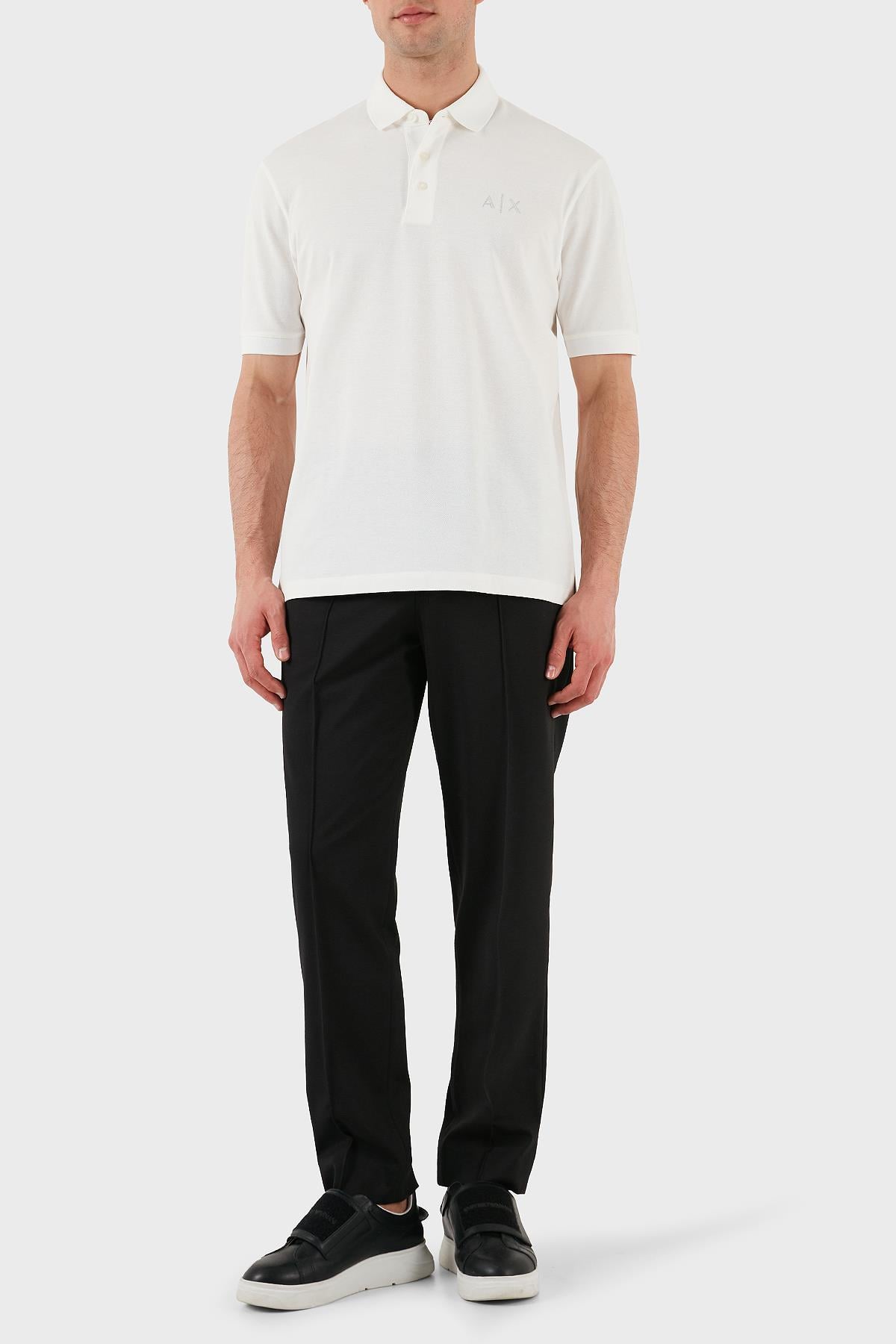 ARMANI EXCHANGE Armani Exchange Erkek AX Logolu Normal Kalıp %100 Pamuklu Kısa Kollu Beyaz Polo Yaka T-Shirt XM000330 AF10366-U0009